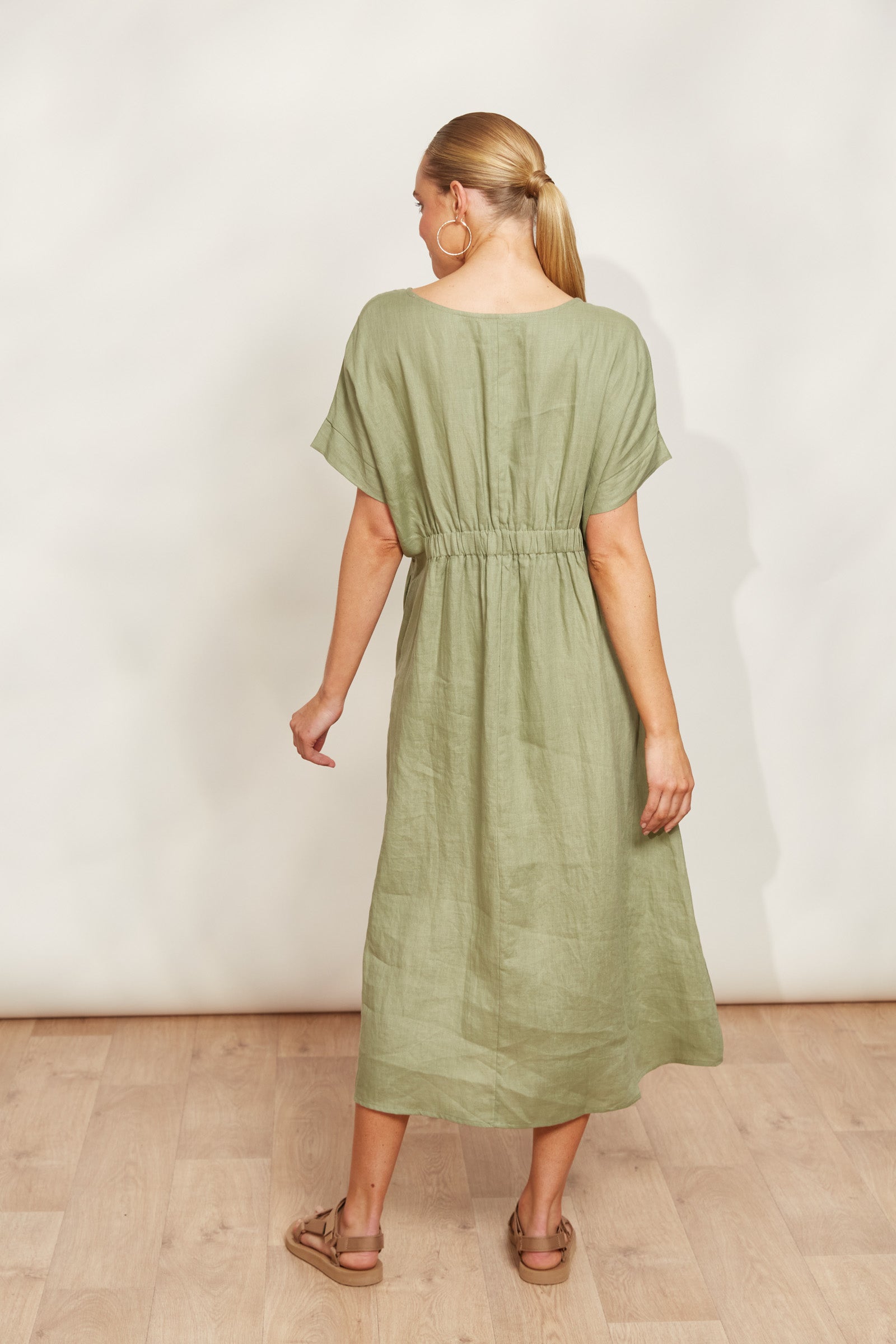 Sojourn Dress - Aloe - eb&ive Clothing - Dress Mid Linen