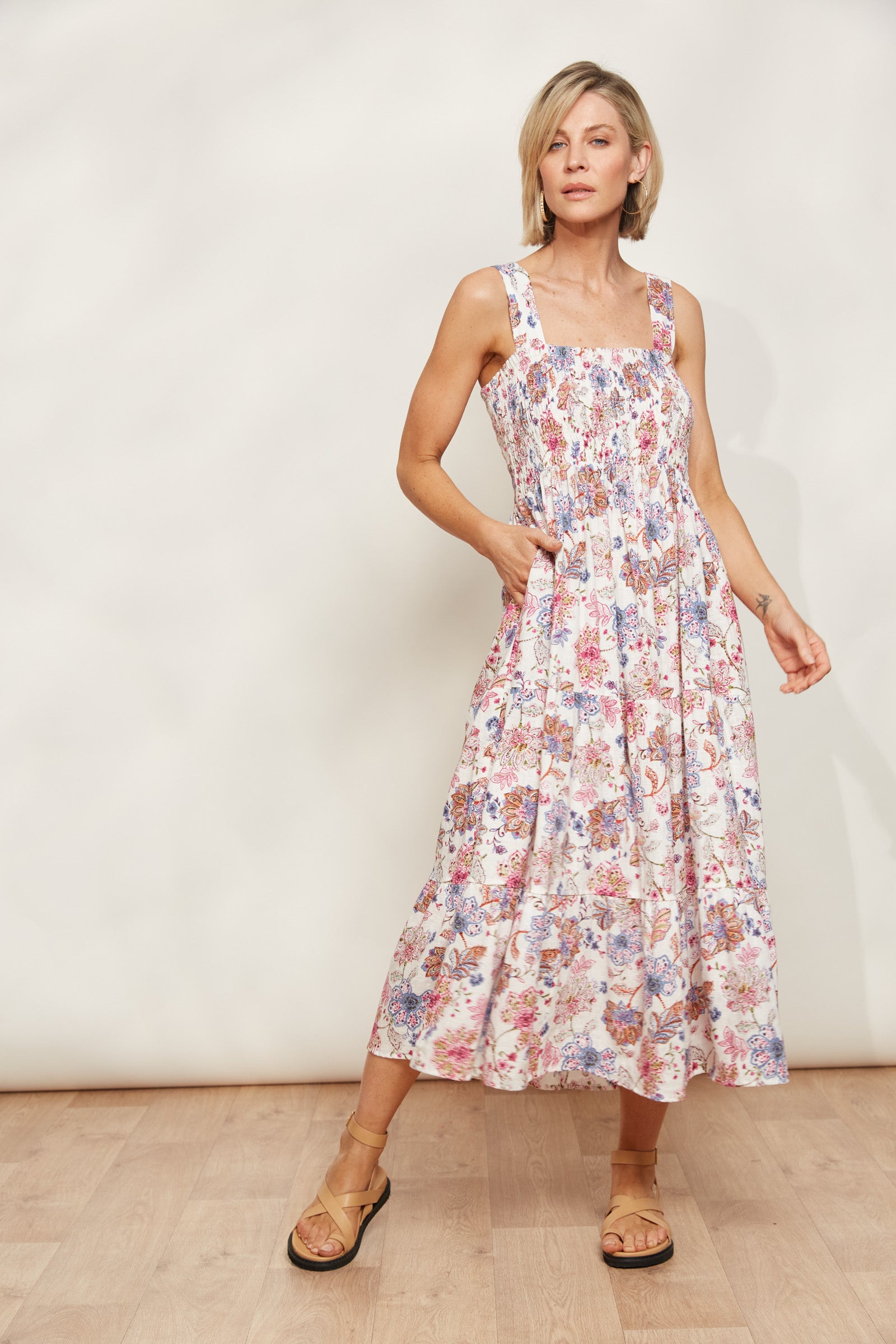 Seraphic Tank Dress - Paisley - eb&ive Clothing - Dress Strappy Maxi Linen