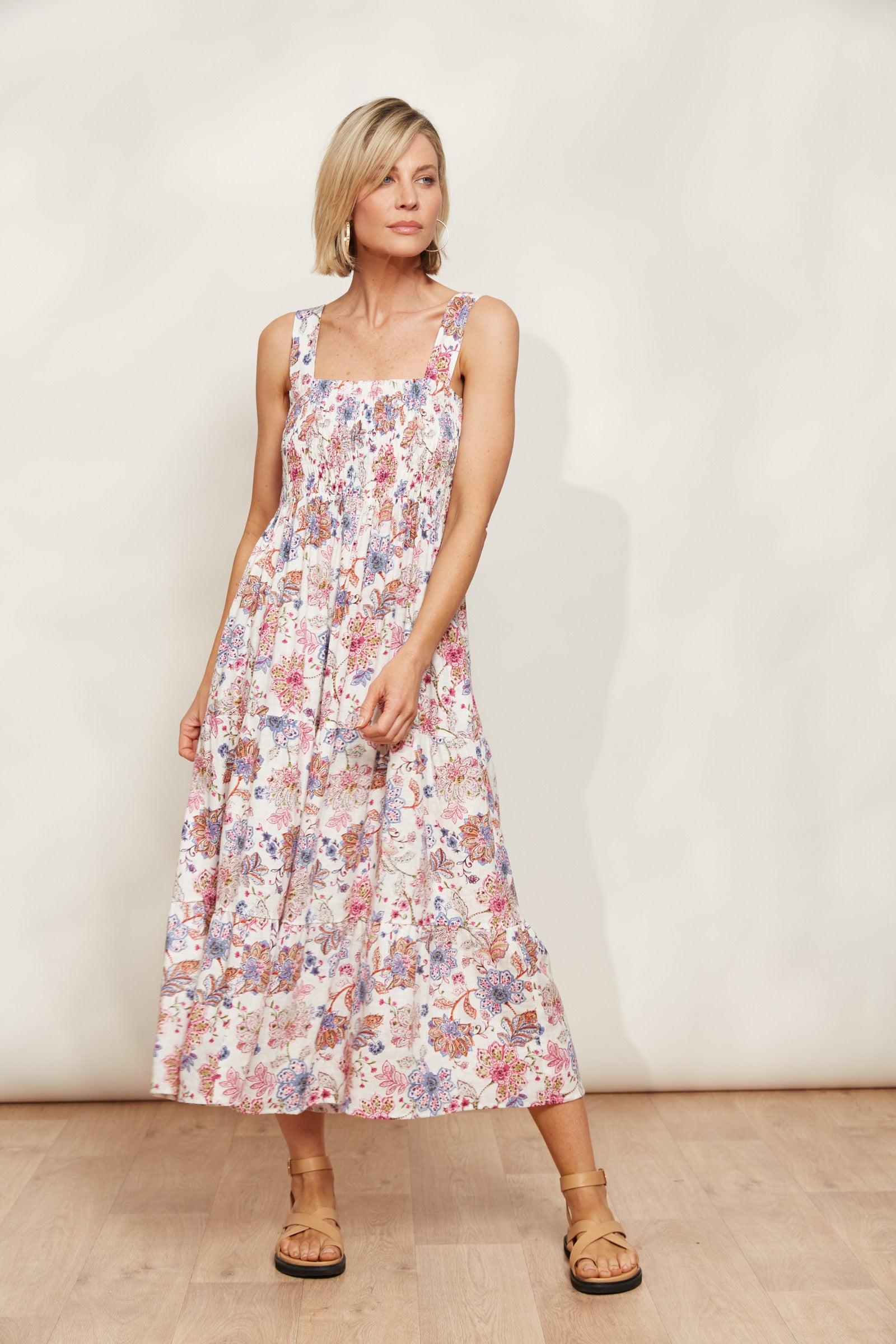 Seraphic Tank Dress - Paisley - eb&ive Clothing - Dress Strappy Maxi Linen