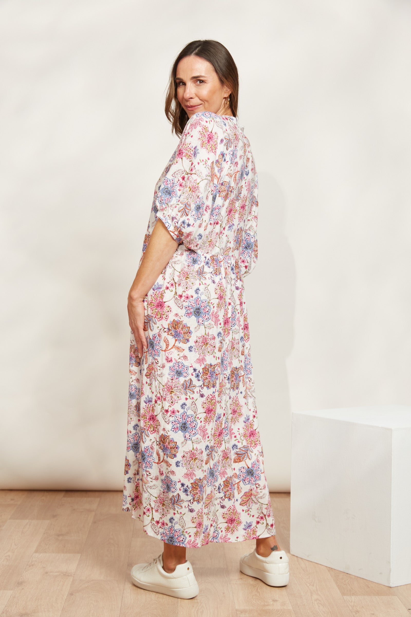 Seraphic Tie Dress - Paisley - eb&ive Clothing - Dress Mid Linen