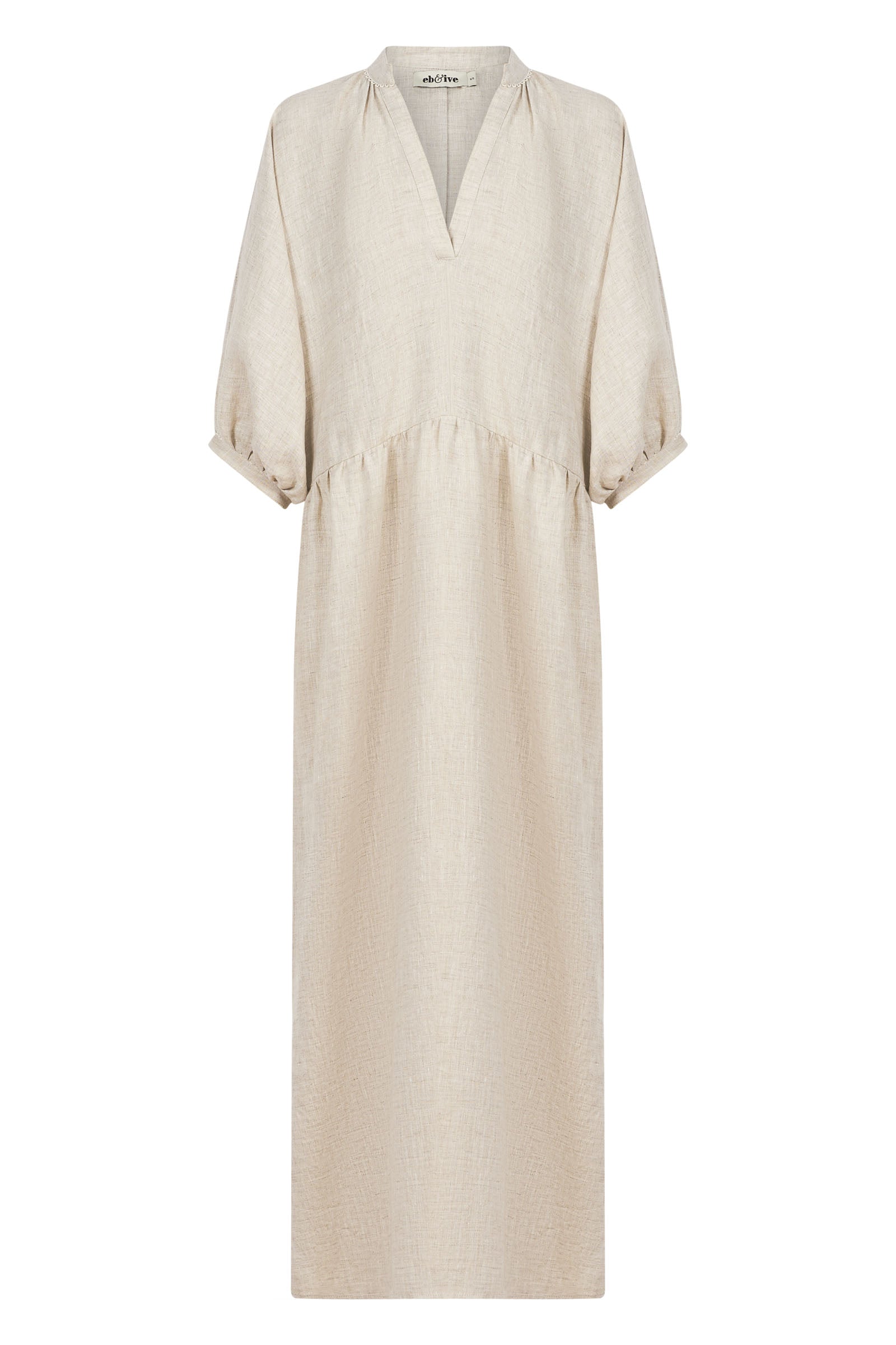 Seraphic Tie Dress - Dune - eb&ive Clothing - Dress Mid Linen