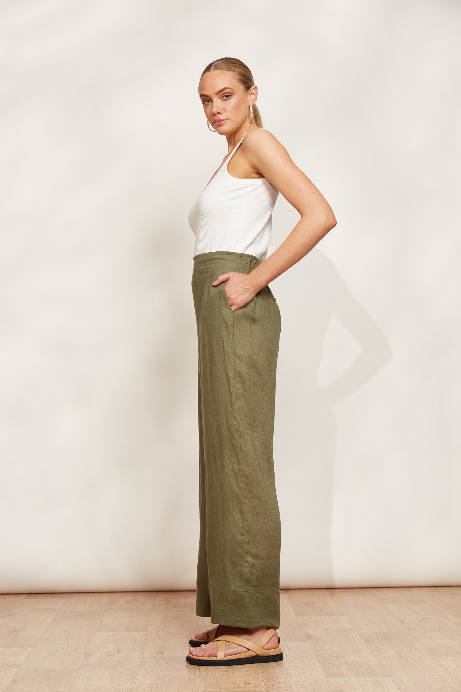 Studio Pant - Khaki - eb&ive Clothing - Pant Relaxed Linen