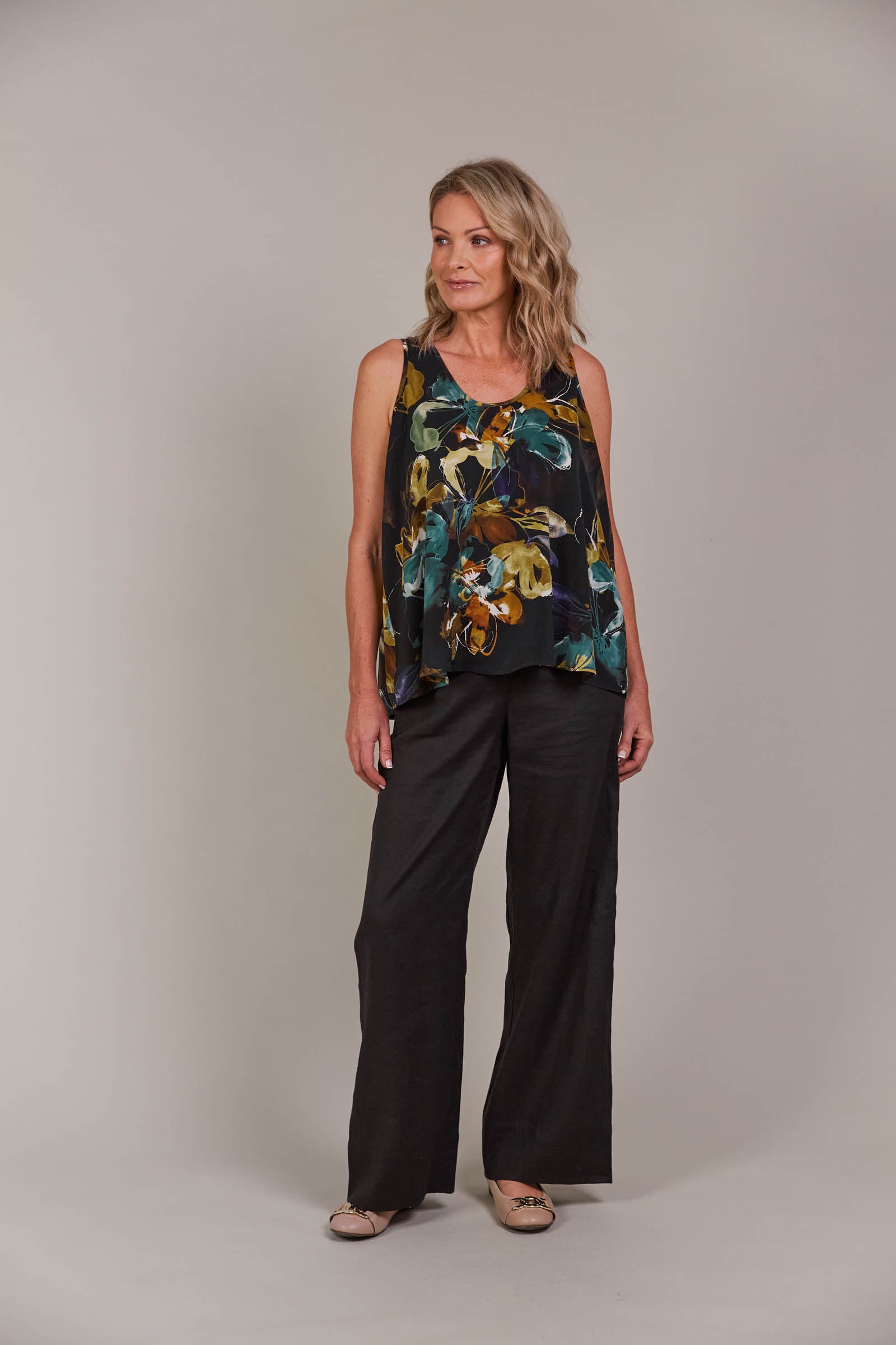 Elsie Tank - Botanical Black