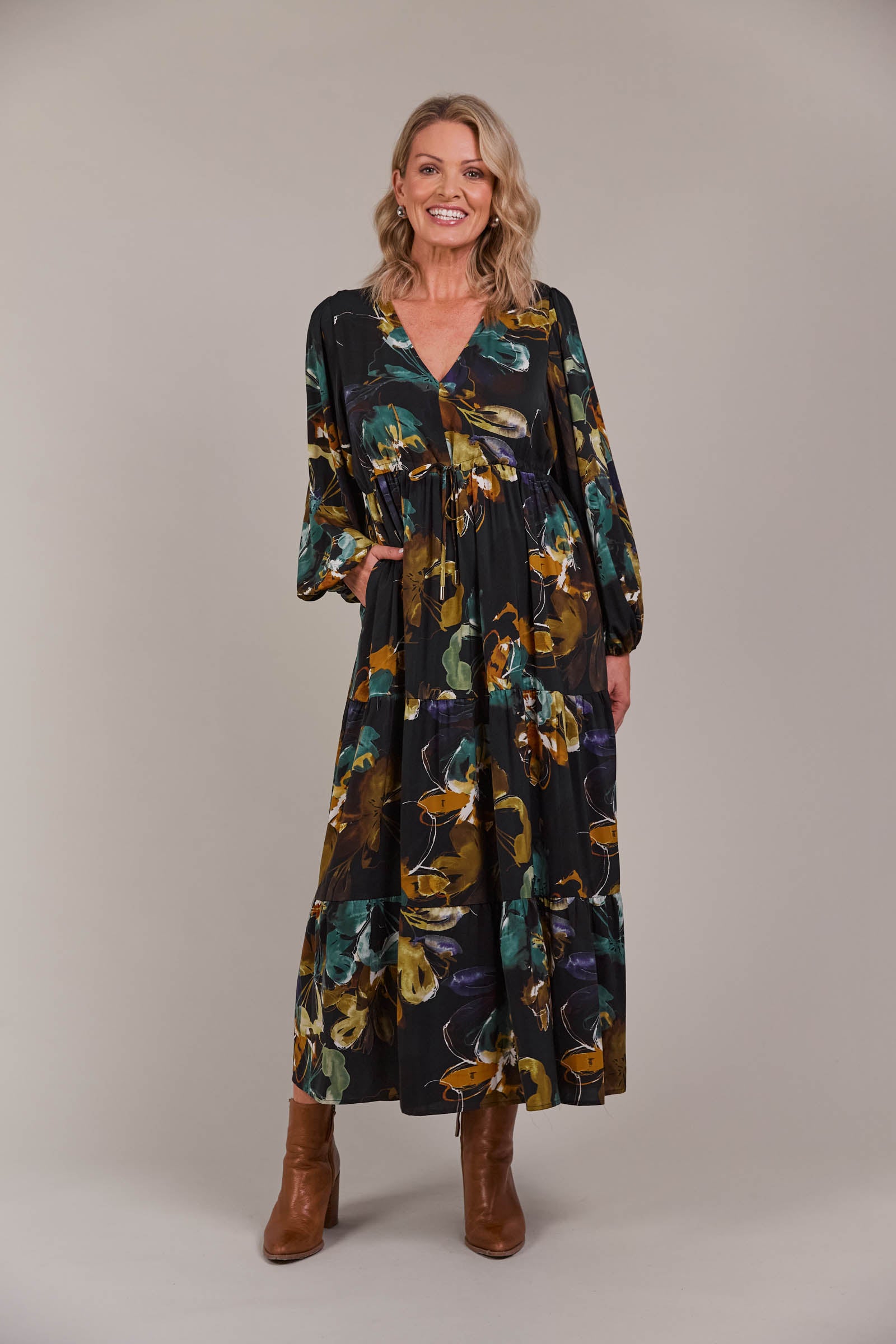 Elsie Maxi Dress - Botanical Black