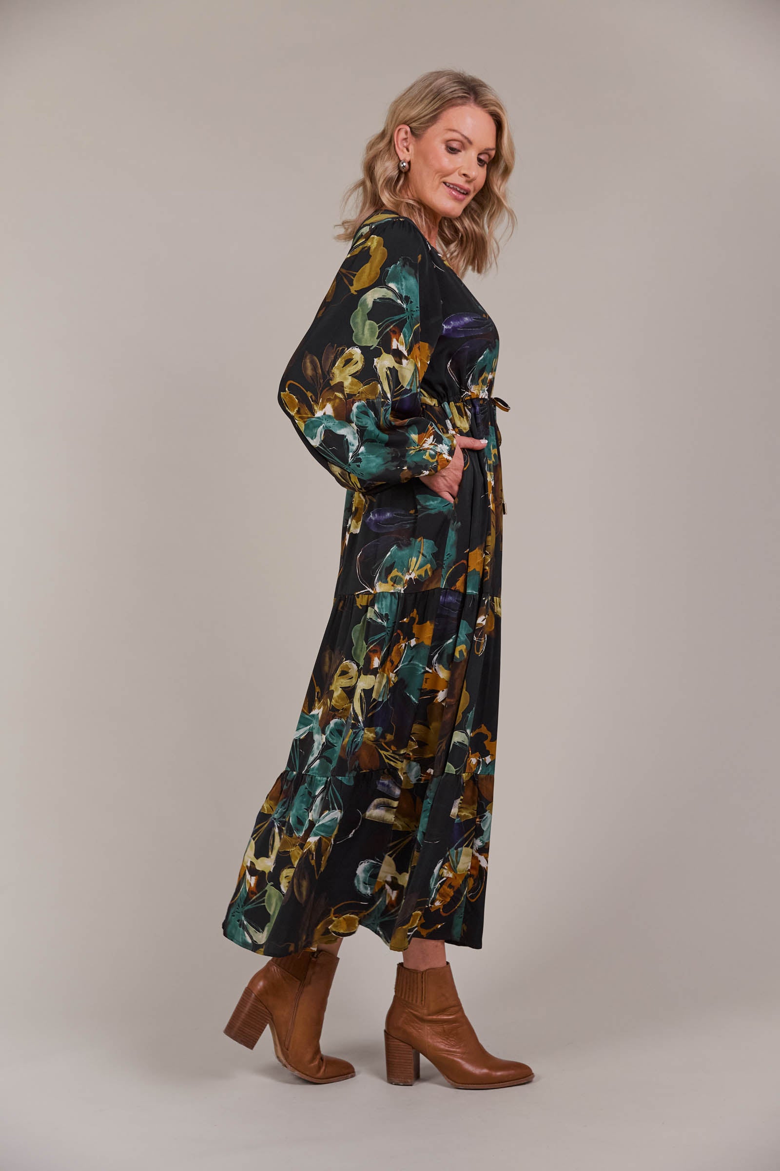 Elsie Maxi Dress - Botanical Black