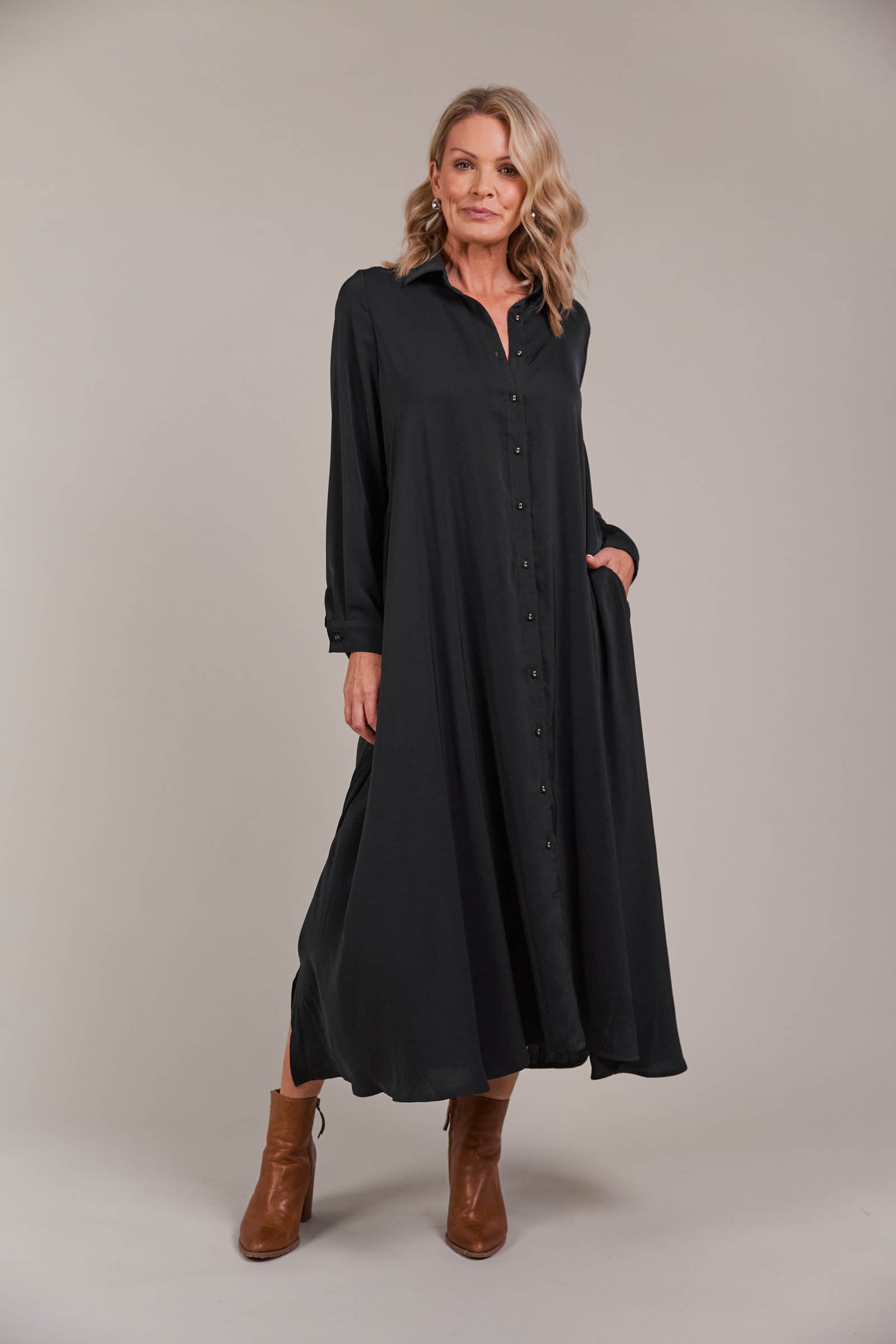 Elsie Shirt Dress - Black