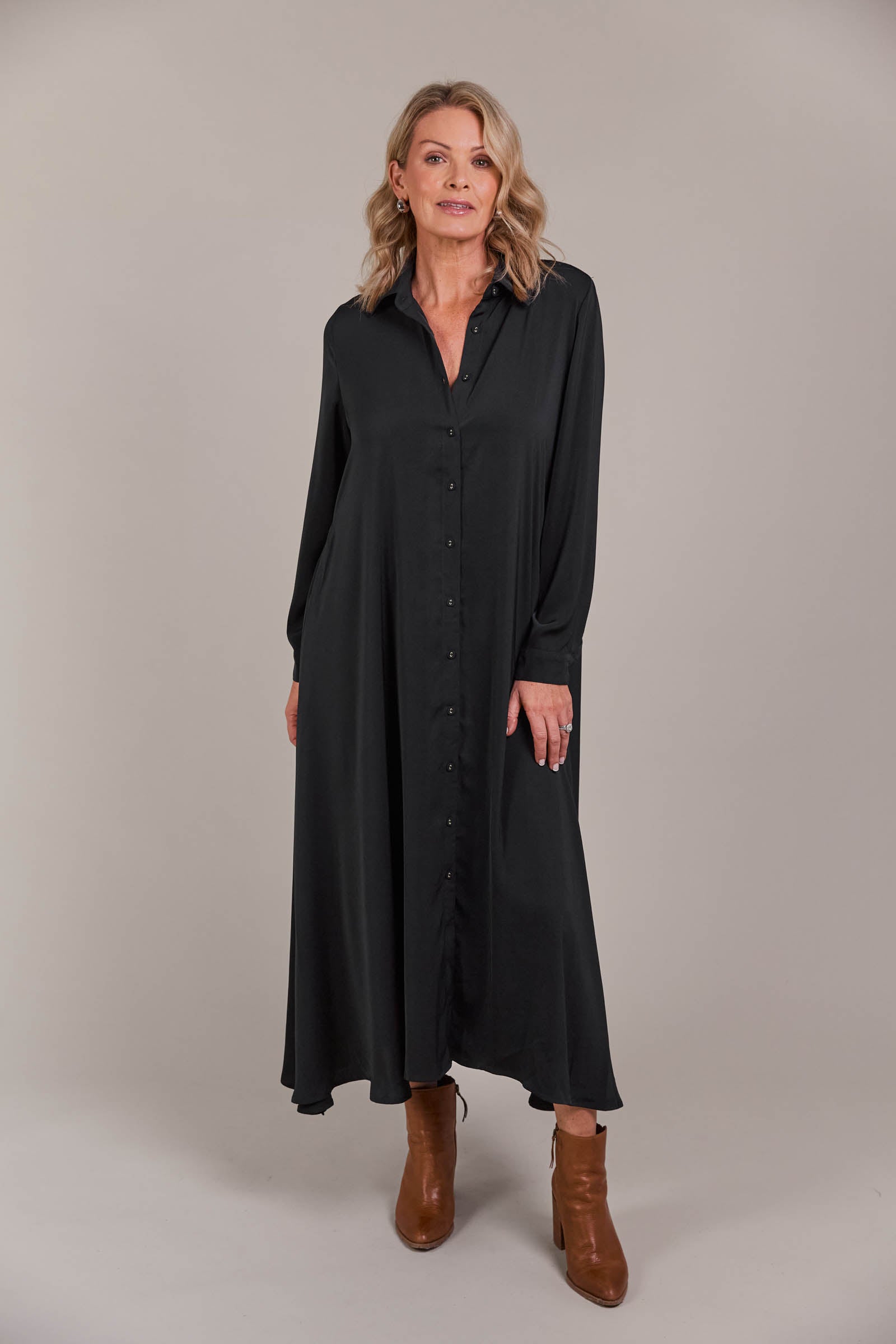 Elsie Shirt Dress - Black