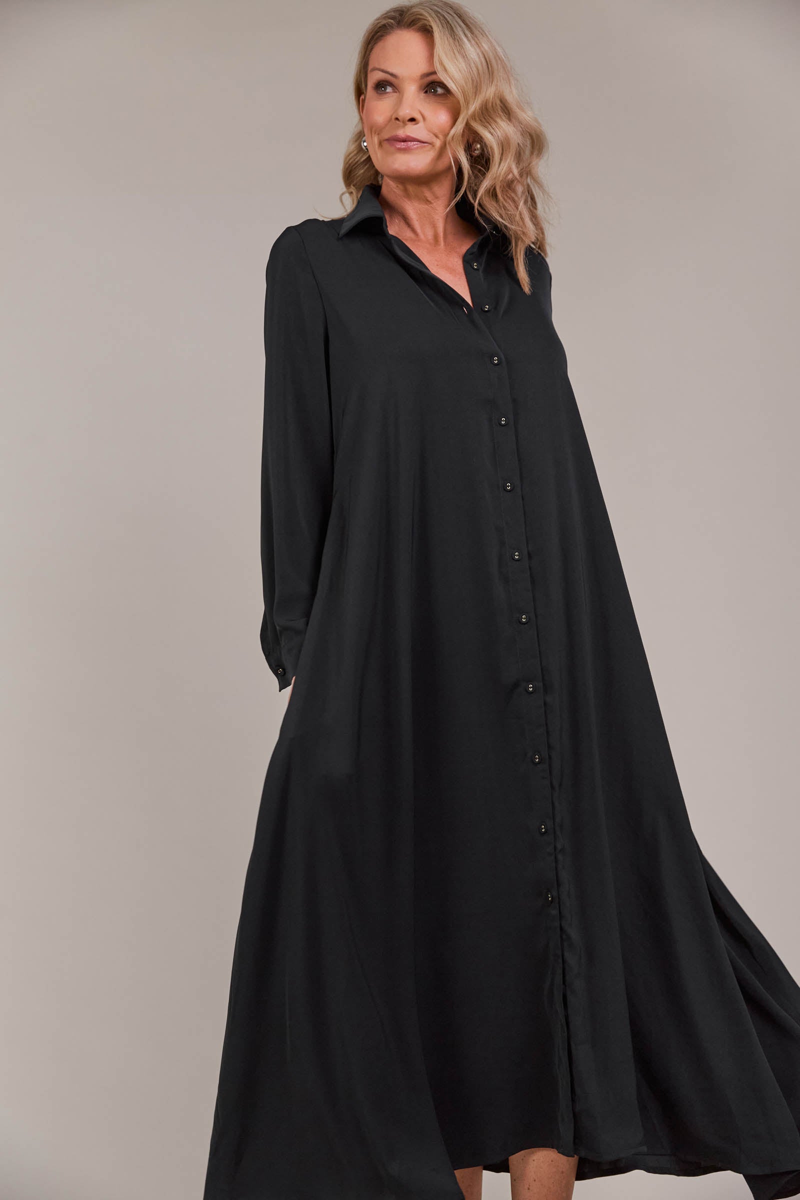 Elsie Shirt Dress - Black