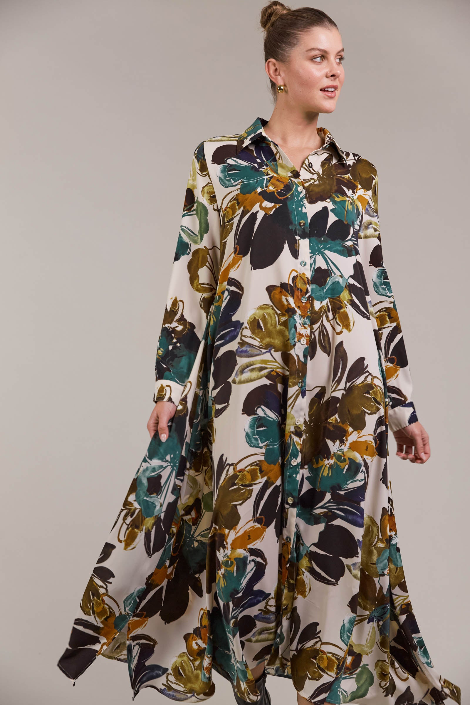 Elsie Shirt Dress - Botanical Tusk