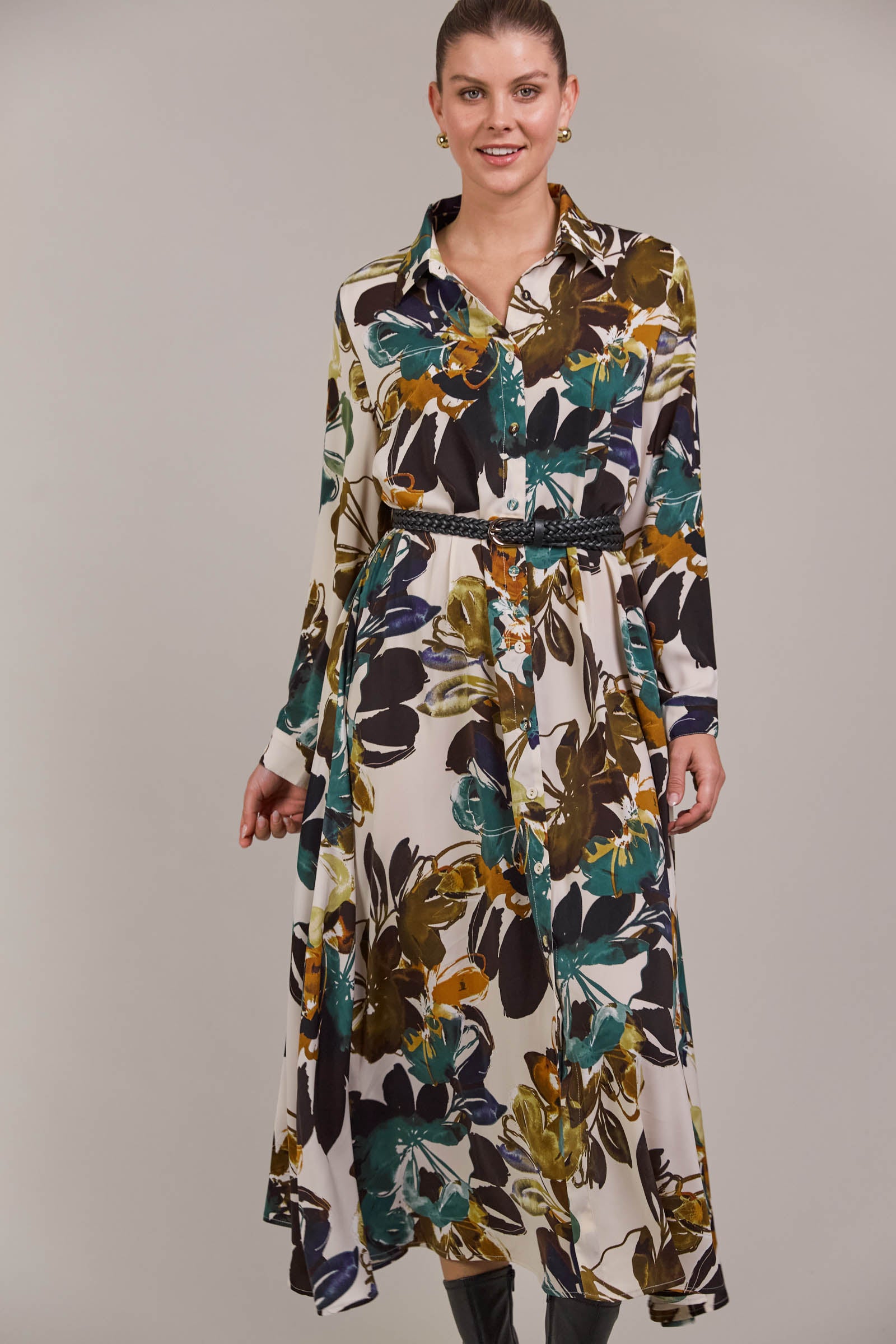 Elsie Shirt Dress - Botanical Tusk