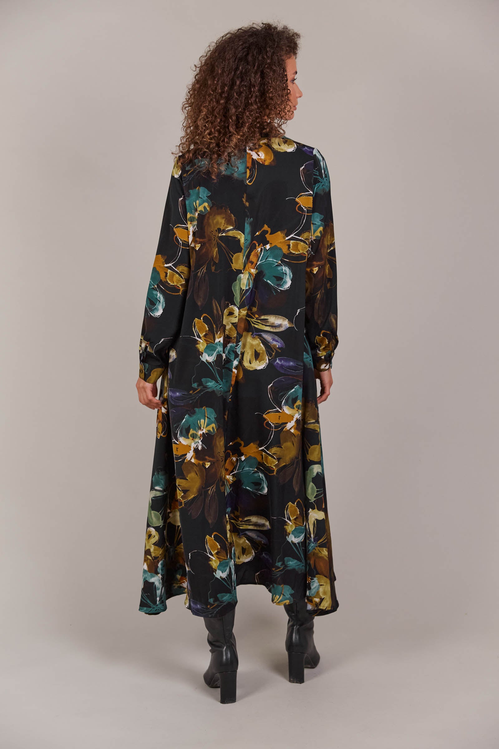 Elsie Shirt Dress - Botanical Black