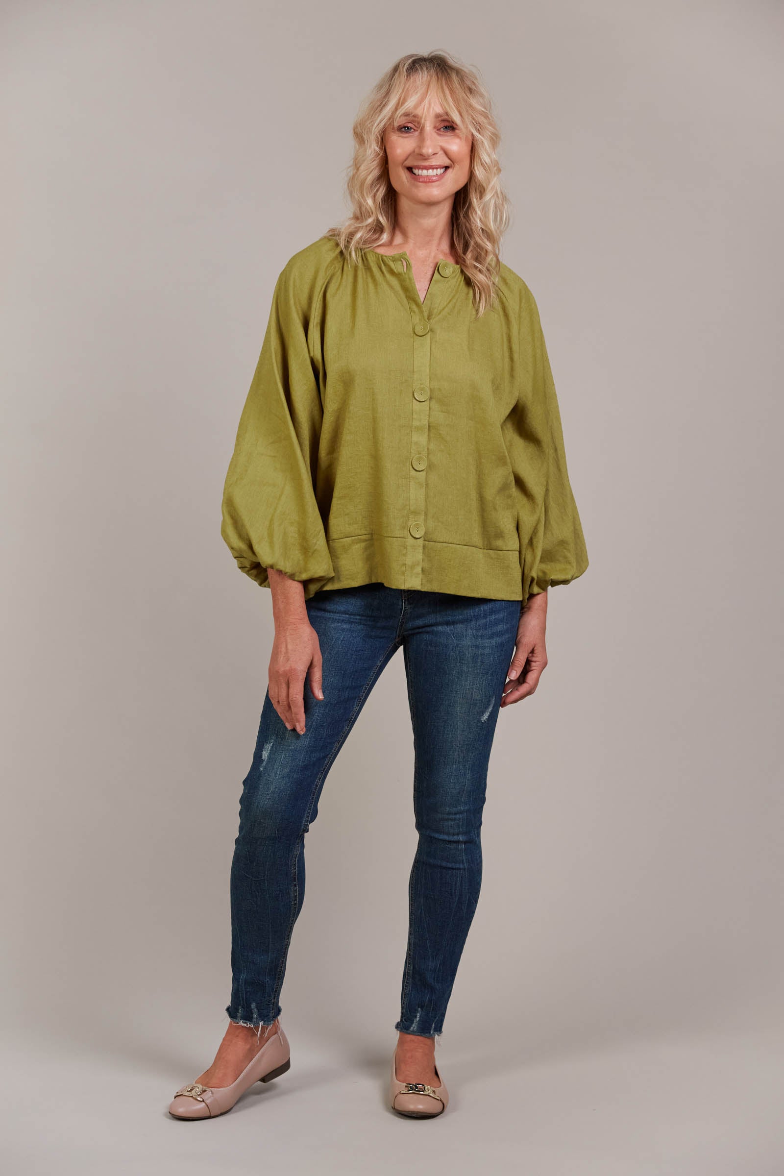 Laax Button Blouse - Chartreuse