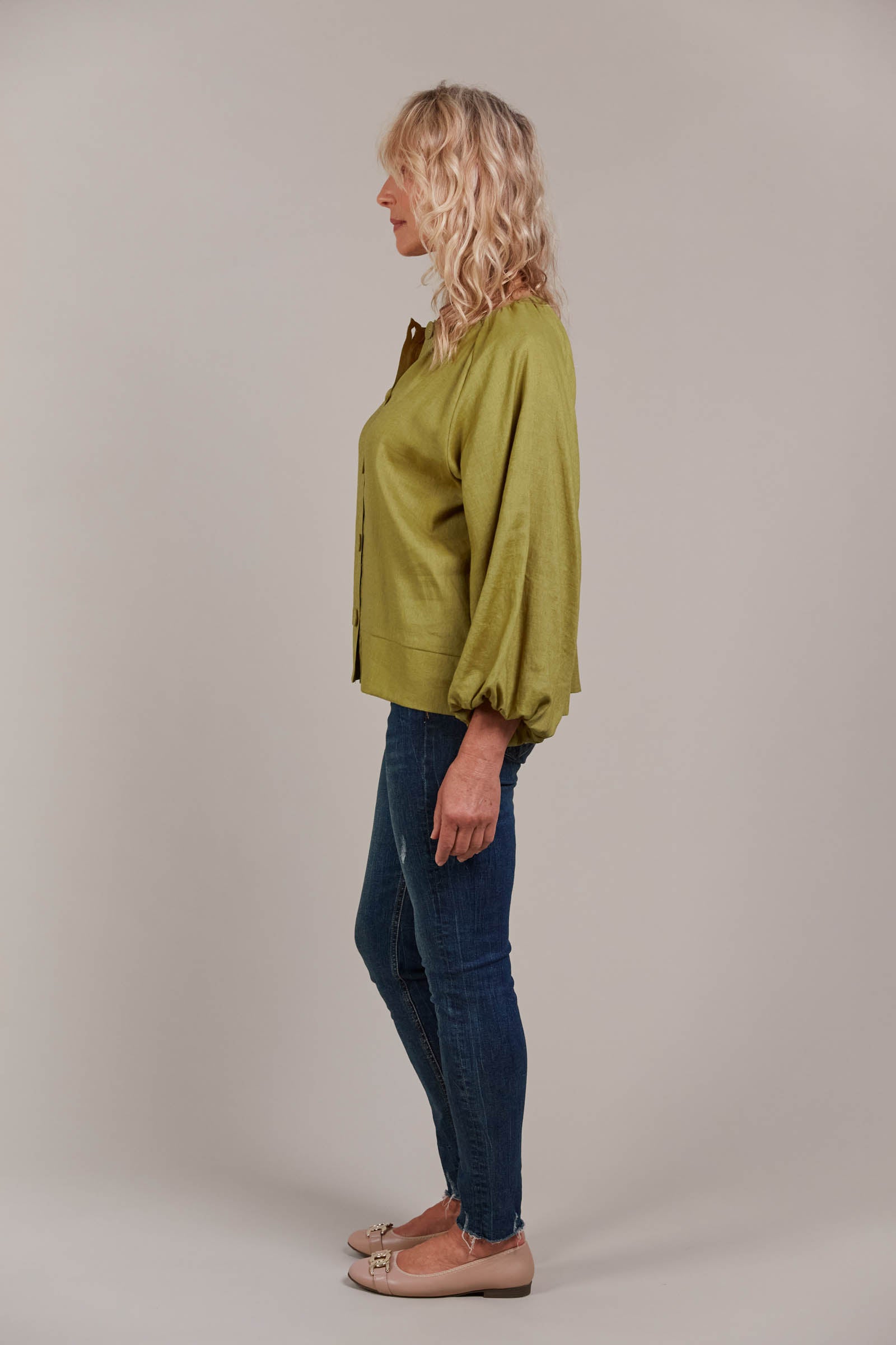 Laax Button Blouse - Chartreuse