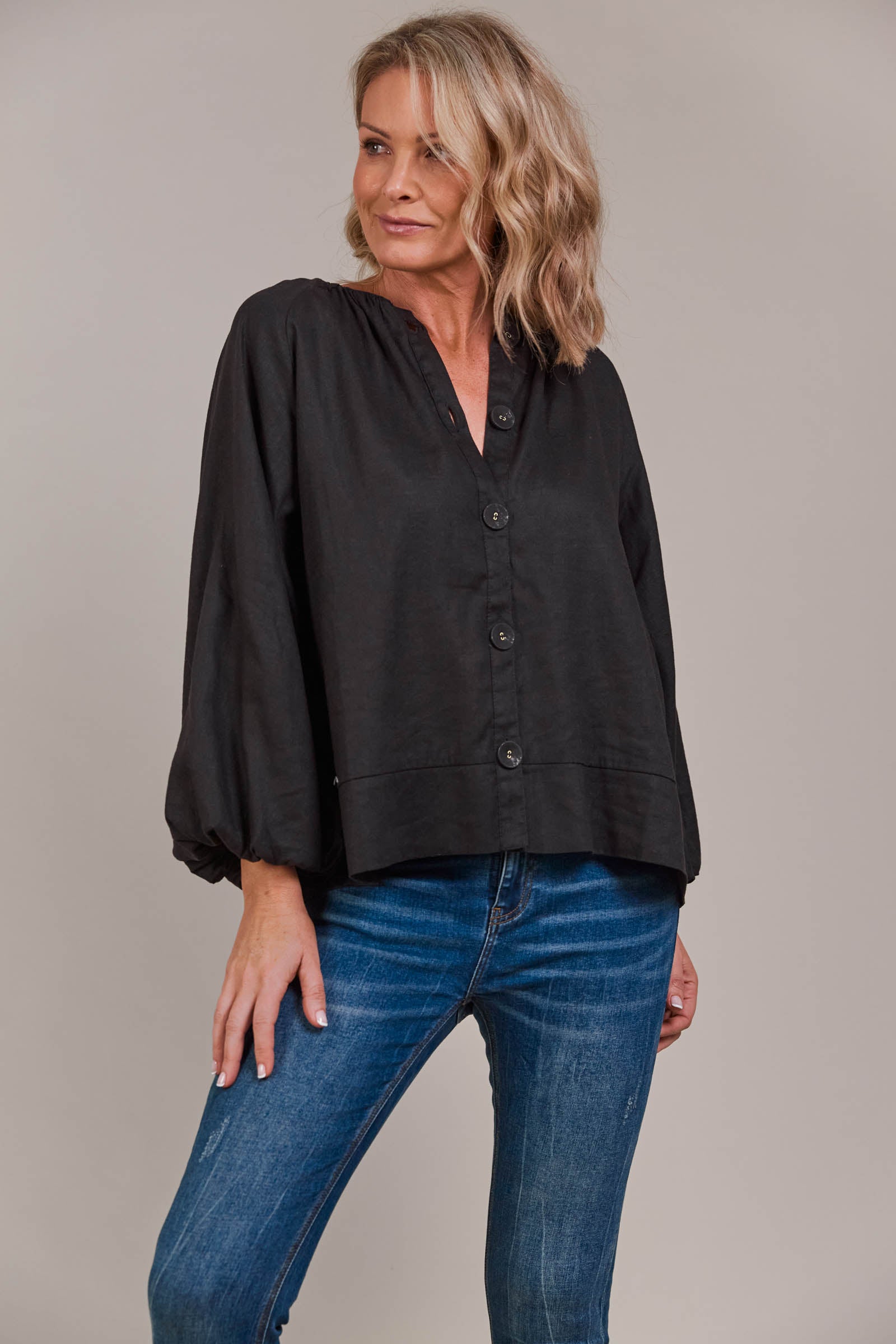 Laax Button Blouse - Black