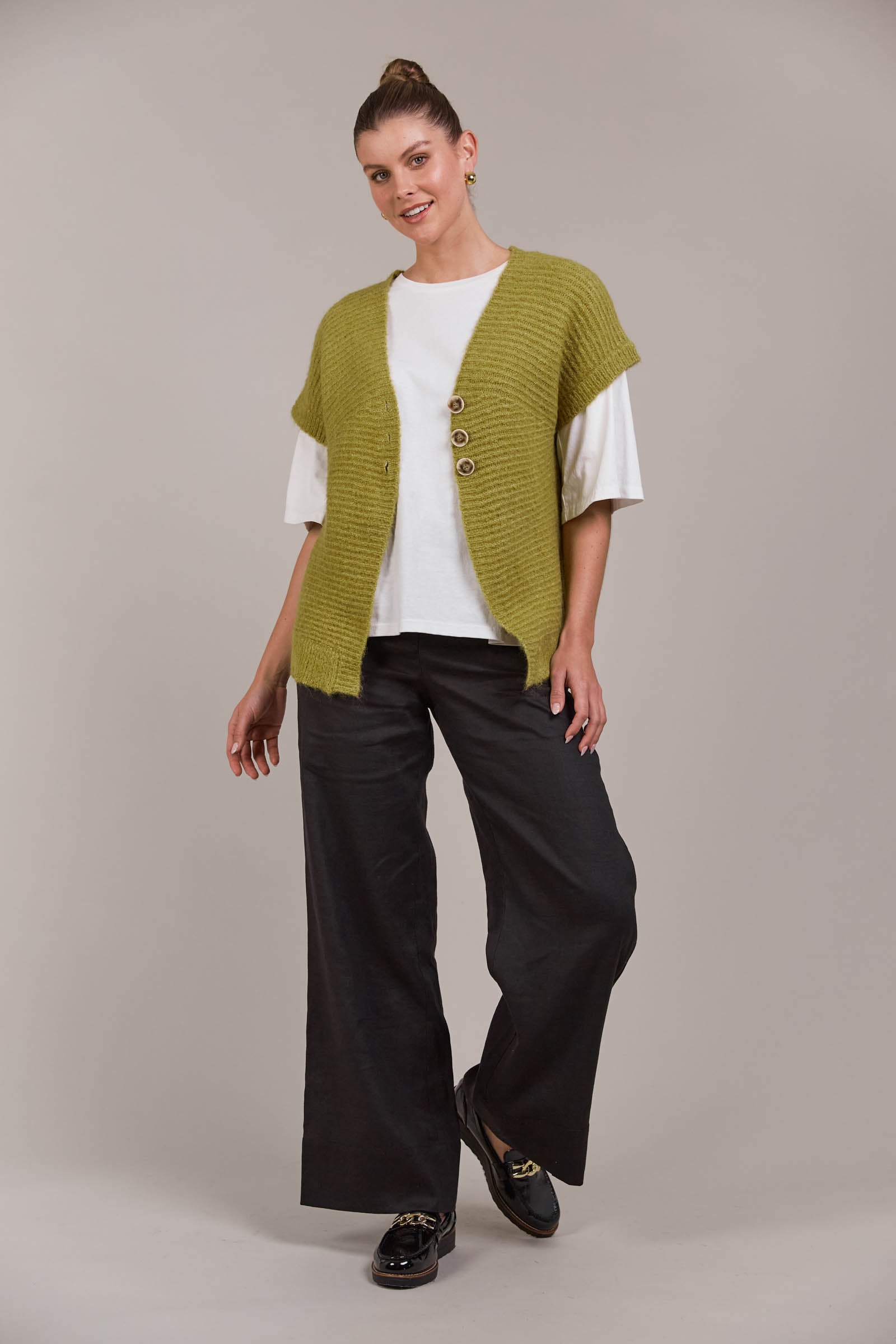 Folie Button Vest - Chartreuse