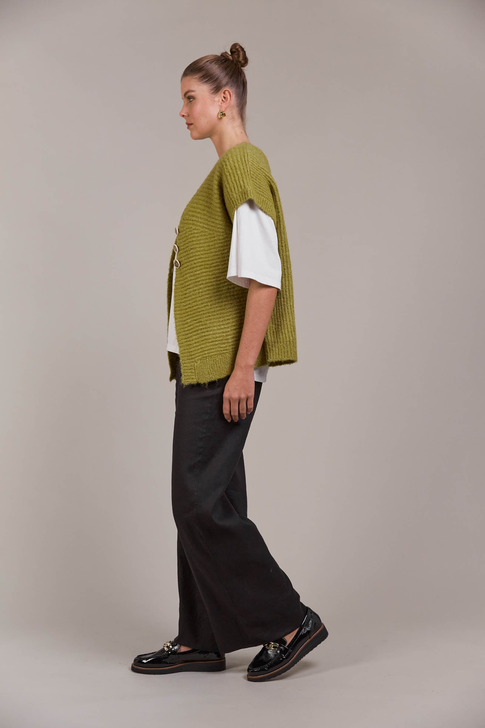 Folie Button Vest - Chartreuse