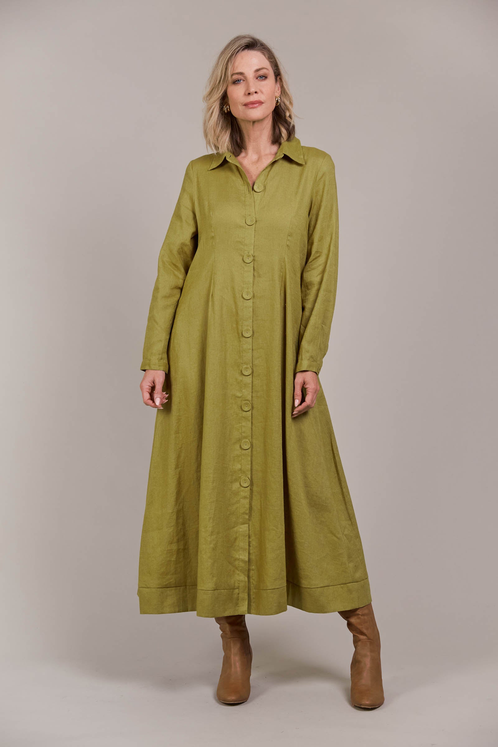 Laax Shirt Dress - Chartreuse