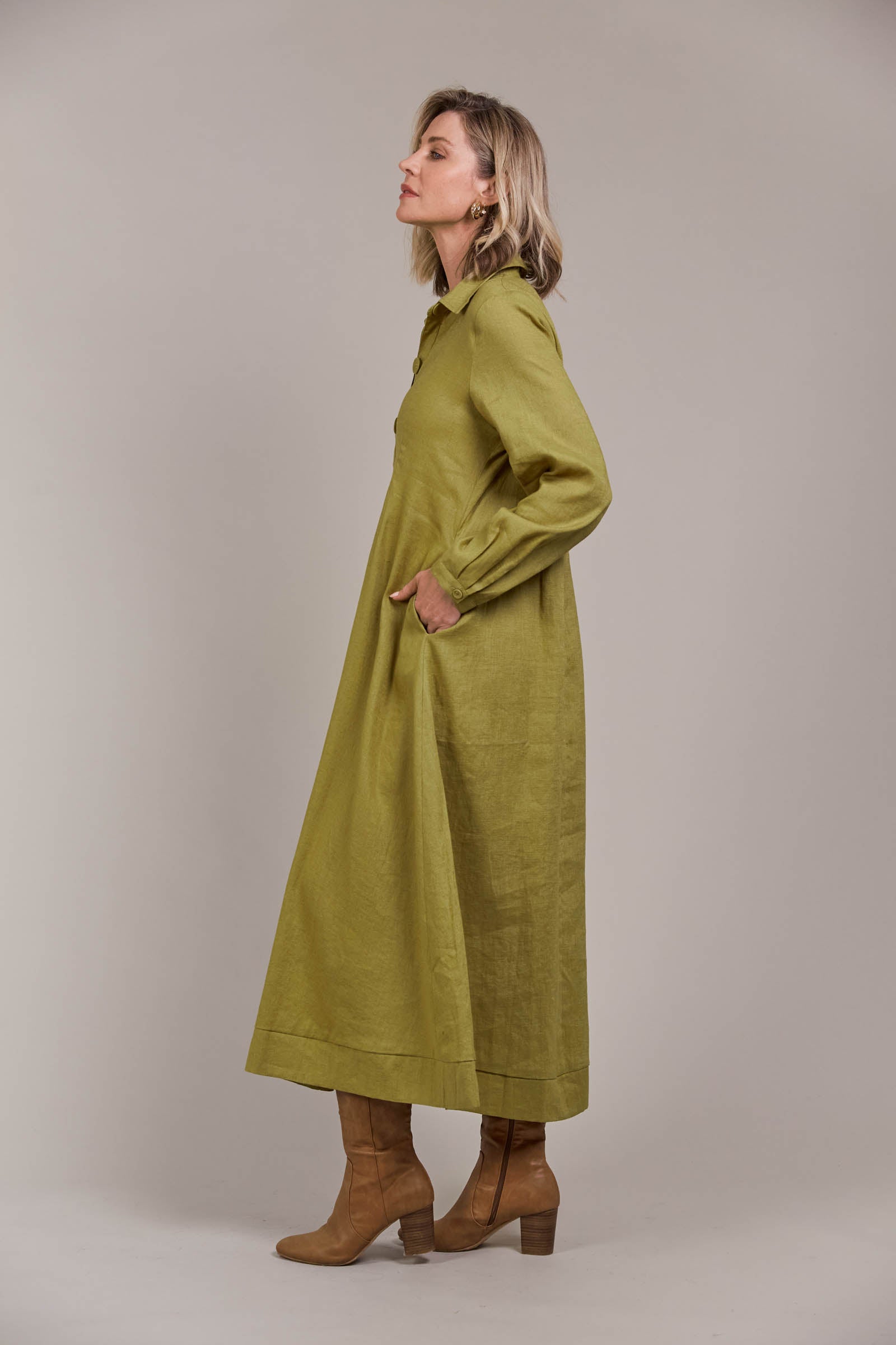 Laax Shirt Dress - Chartreuse