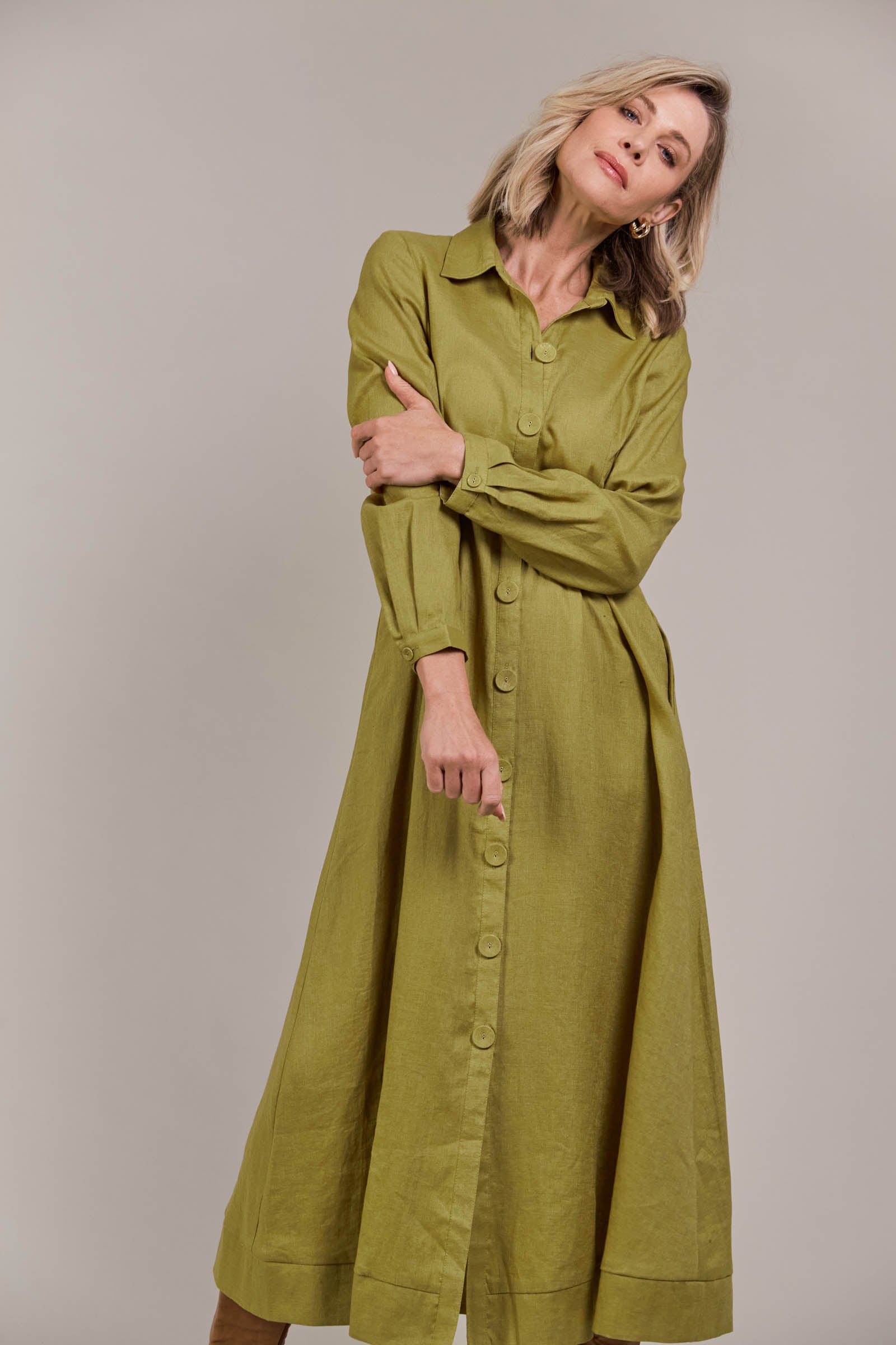 Laax Shirt Dress - Chartreuse