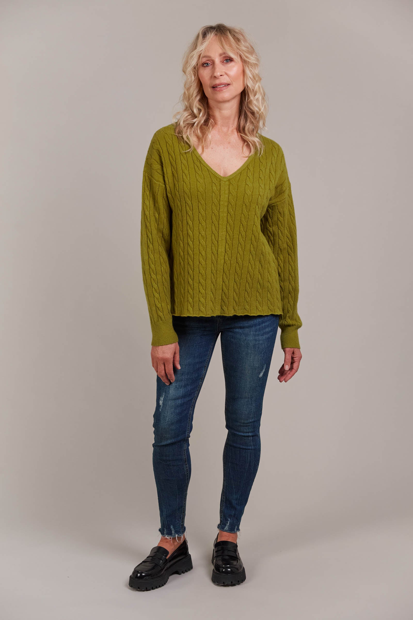 Palmer Cable Knit - Chartreuse