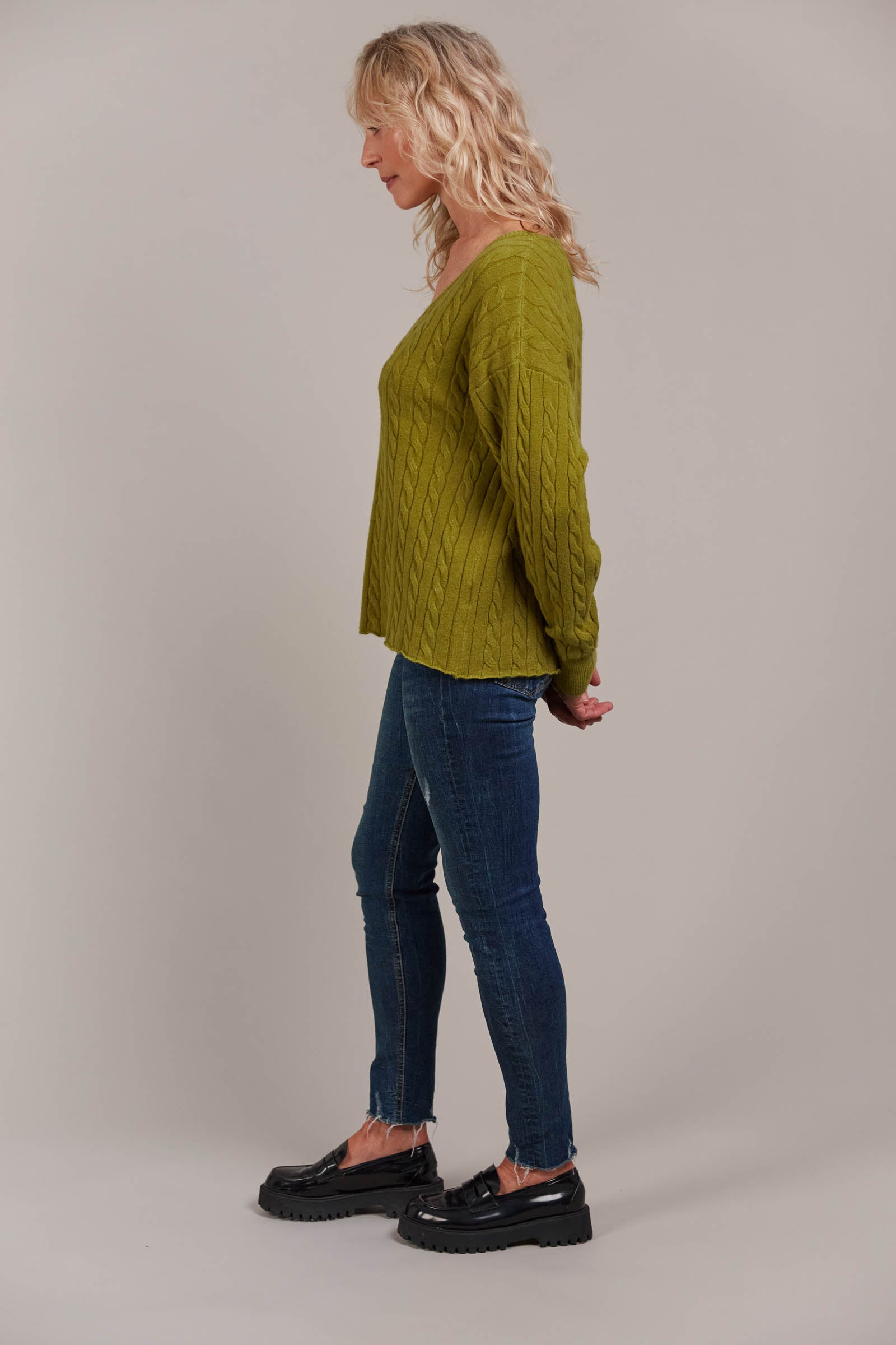 Palmer Cable Knit - Chartreuse