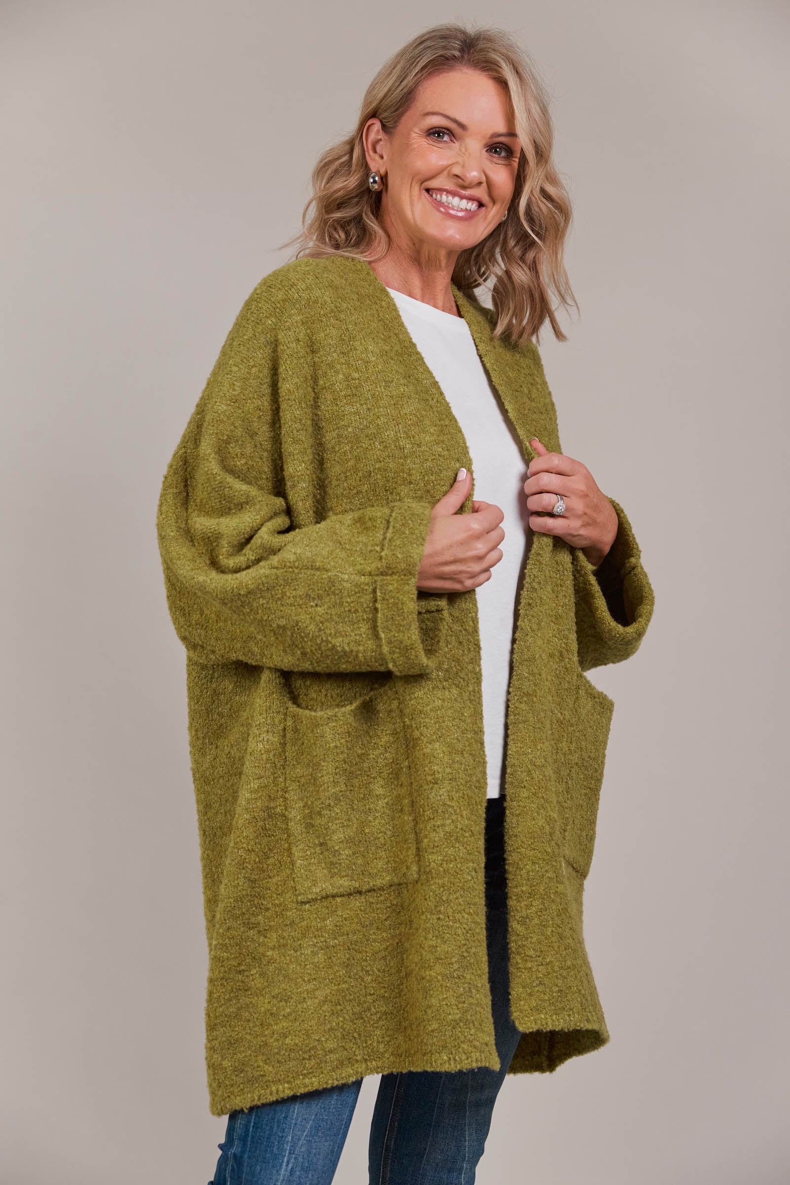 Folie Relaxed Cardigan - Chartreuse