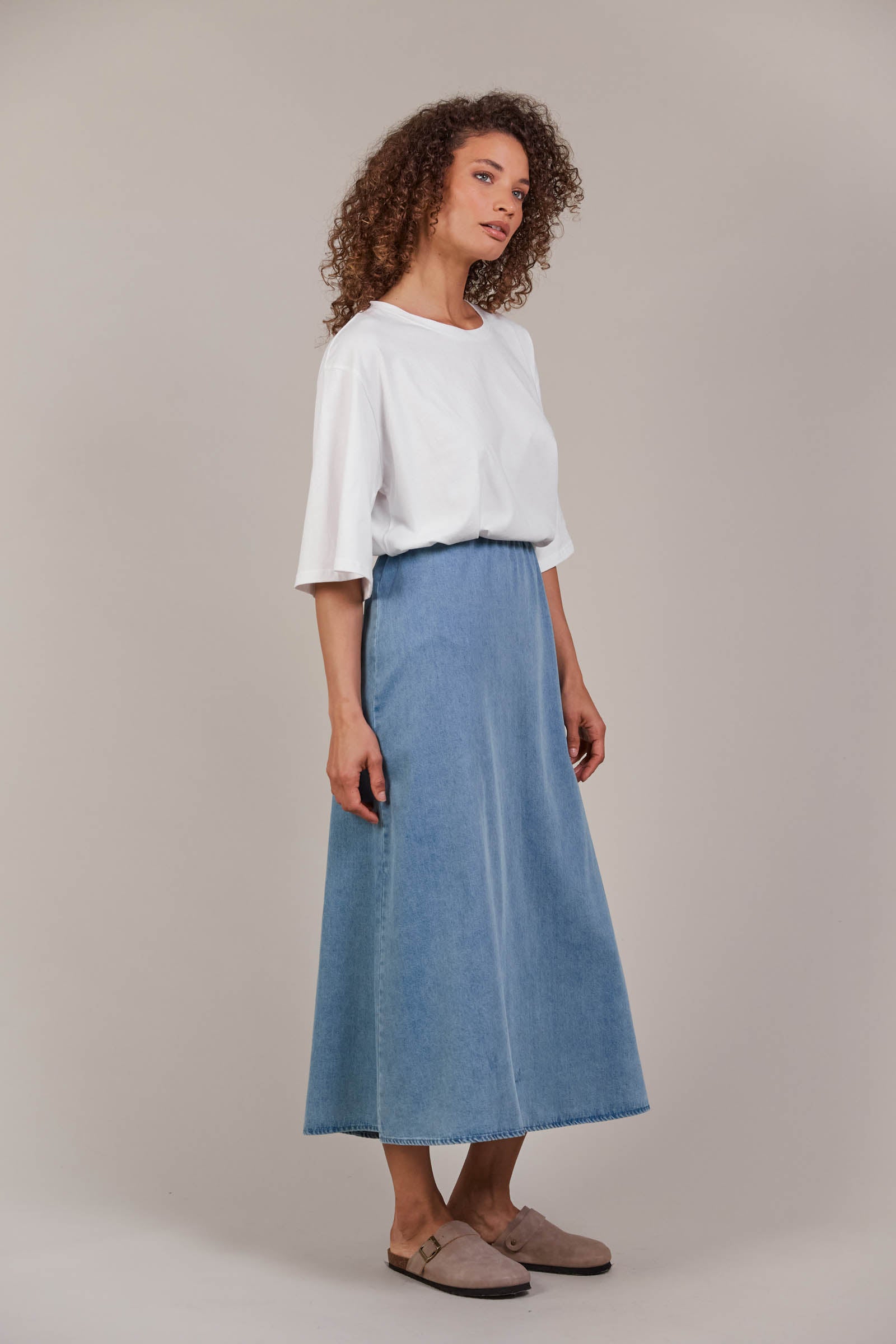 Pepi Denim Midi Skirt - Denim