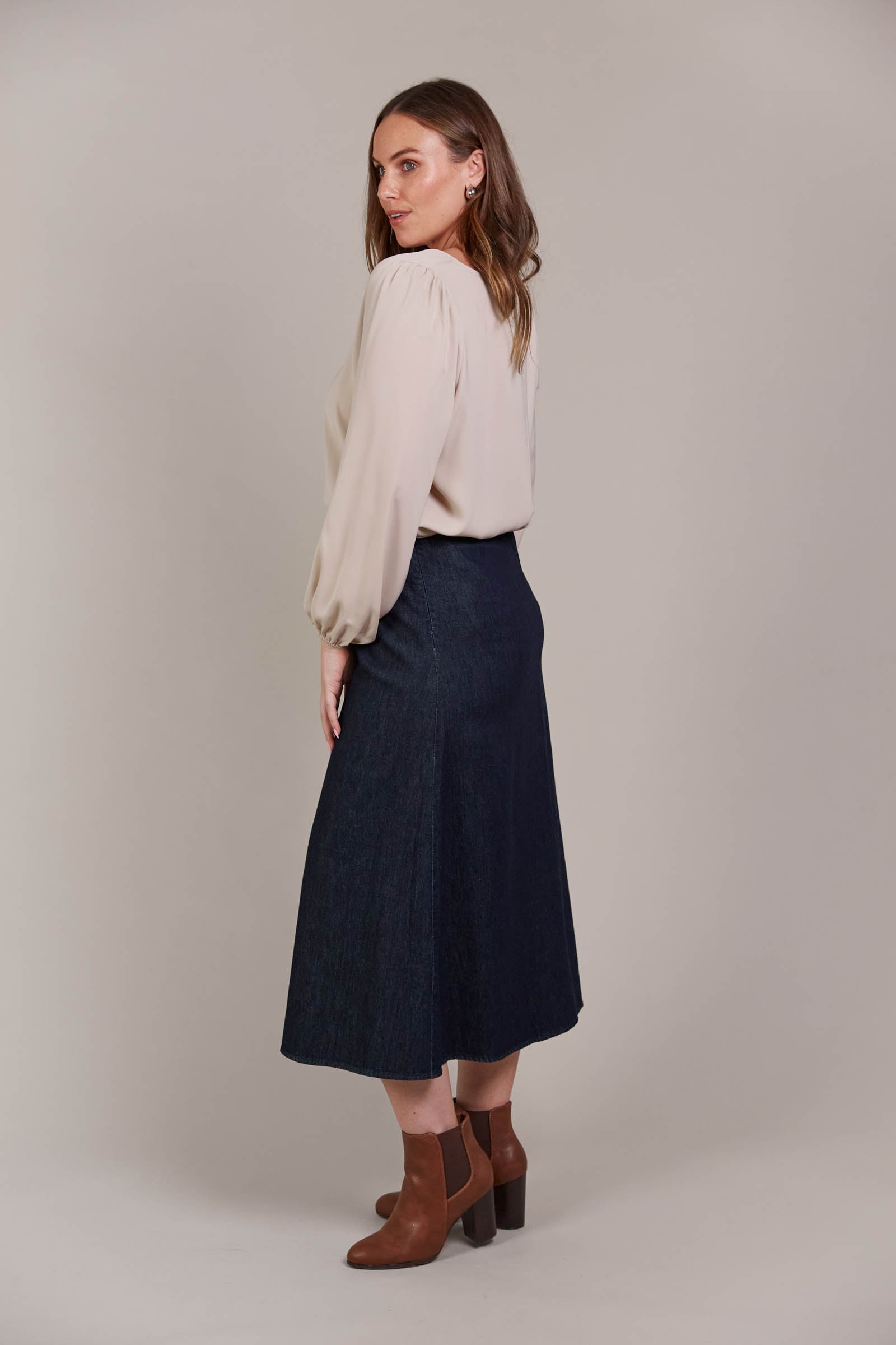 Pepi Denim Midi Skirt - Oxford