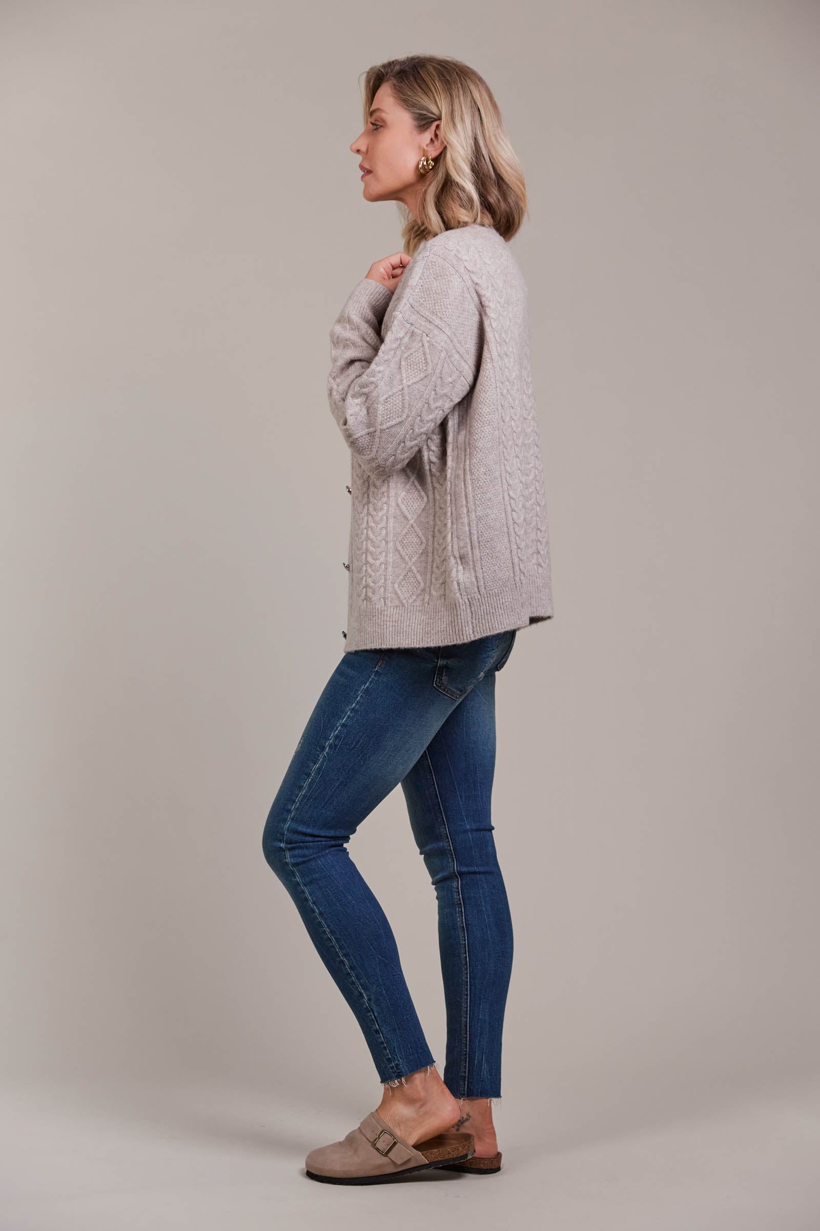 Merano Crop Cardigan - Flax