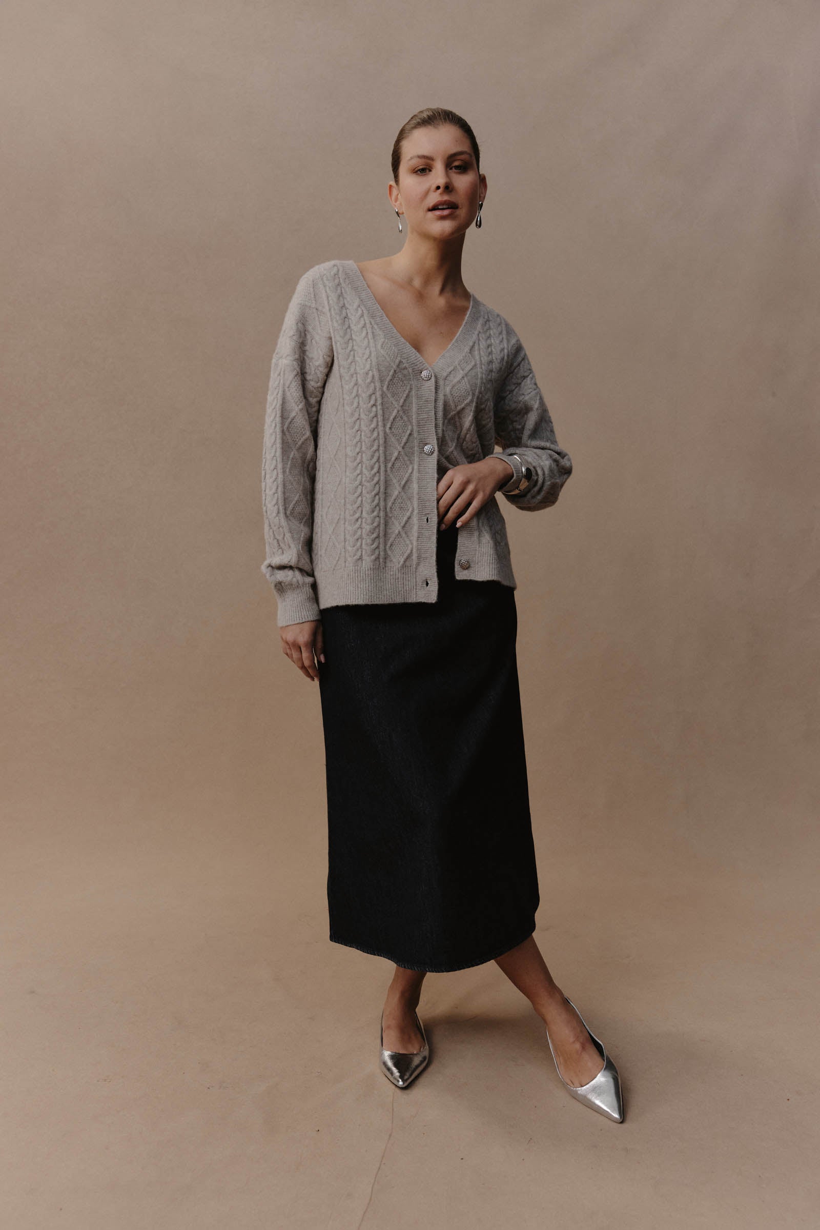 Merano Crop Cardigan - Flax