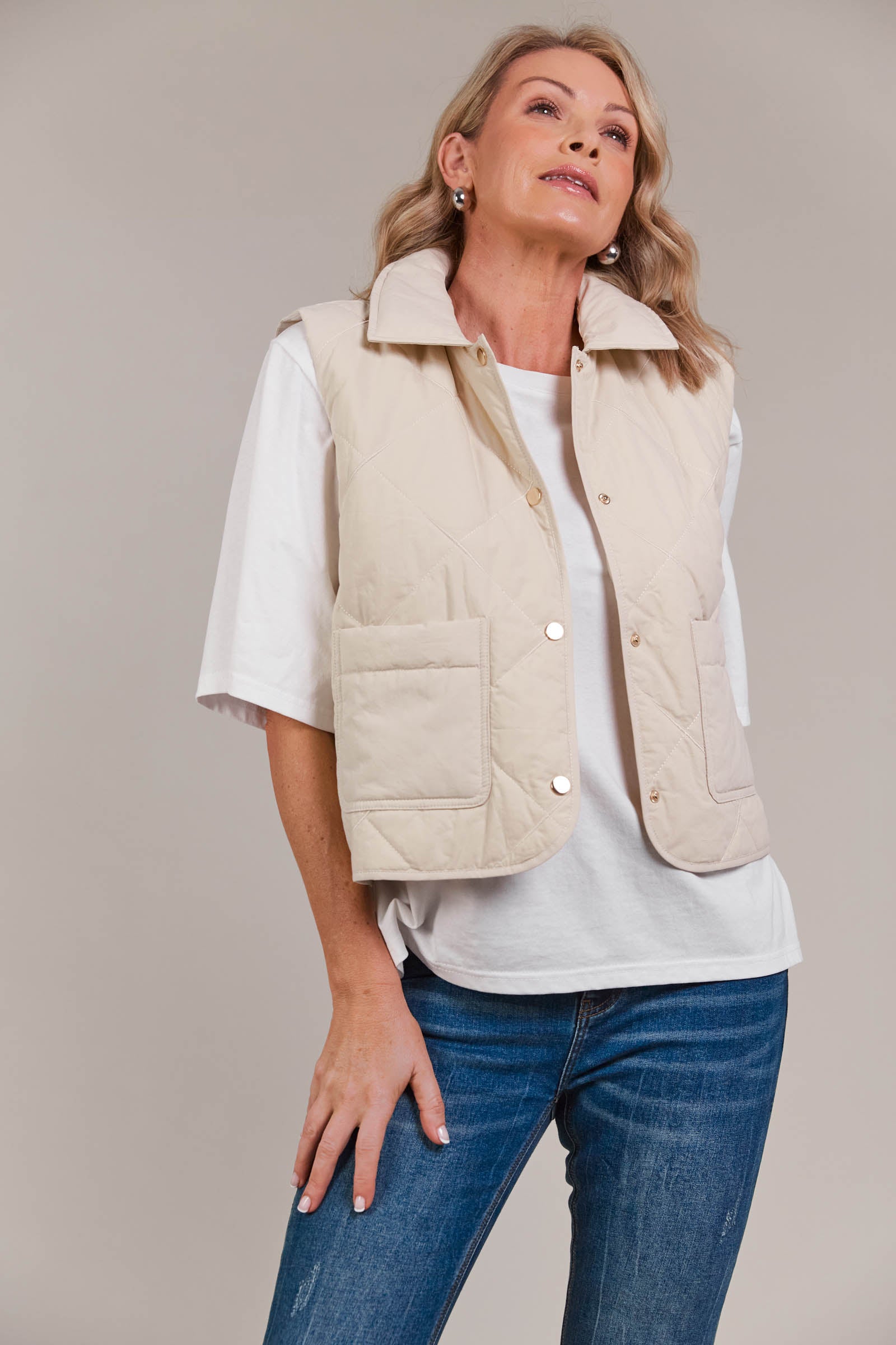 Argo Crop Vest - Ecru