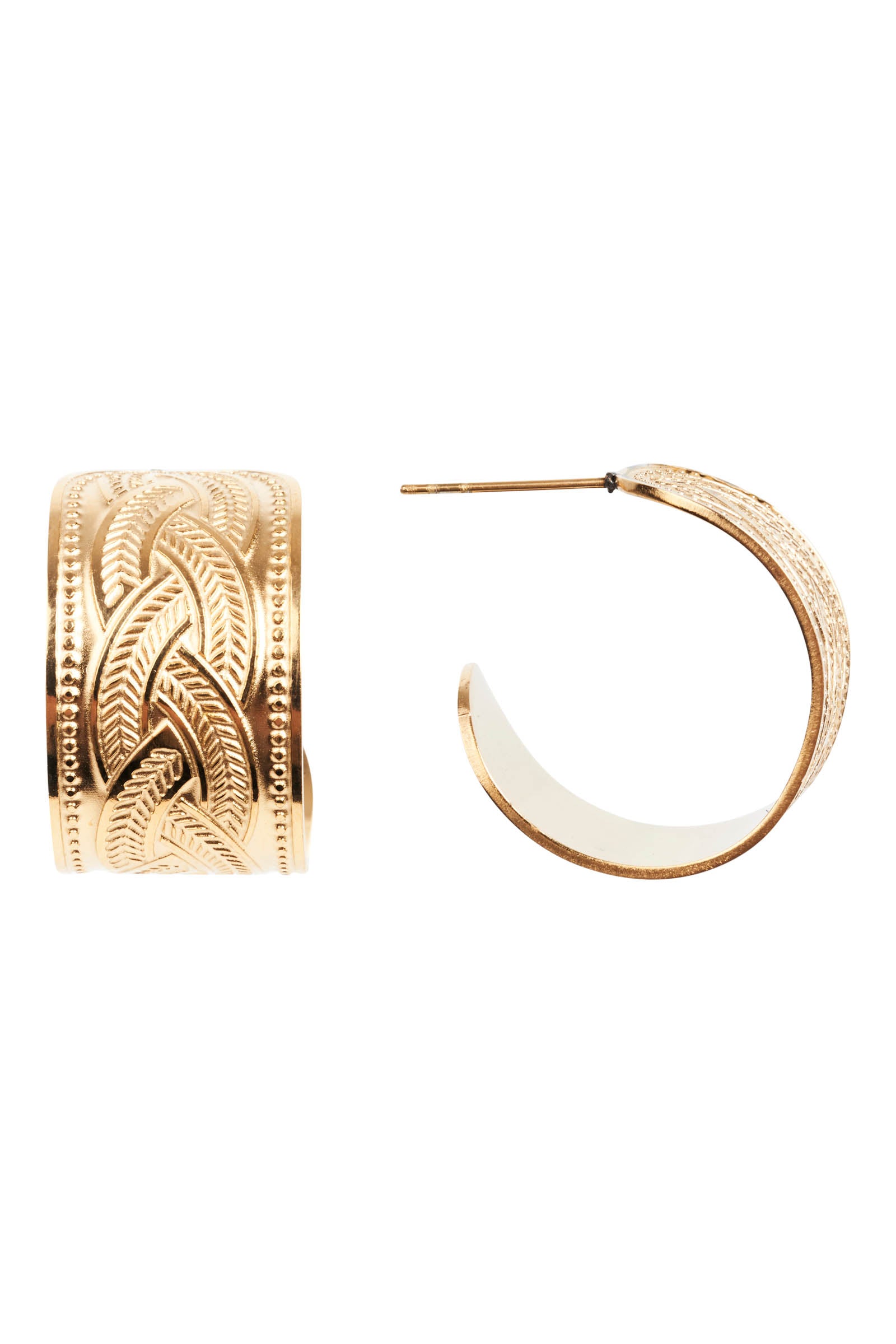 Folie Gold Hoop Earring - Lattice