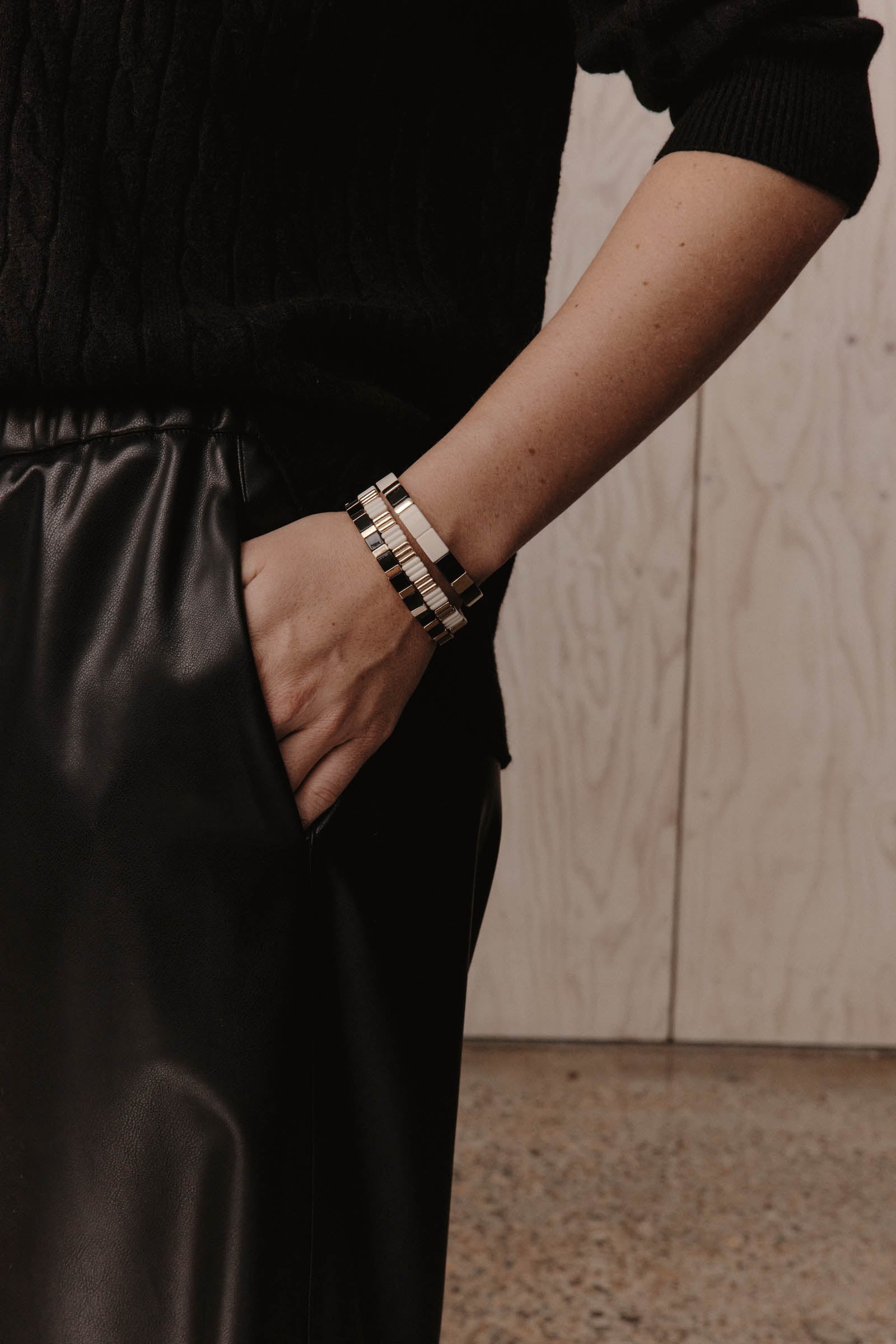 Santani Cuff - Ecru/Black