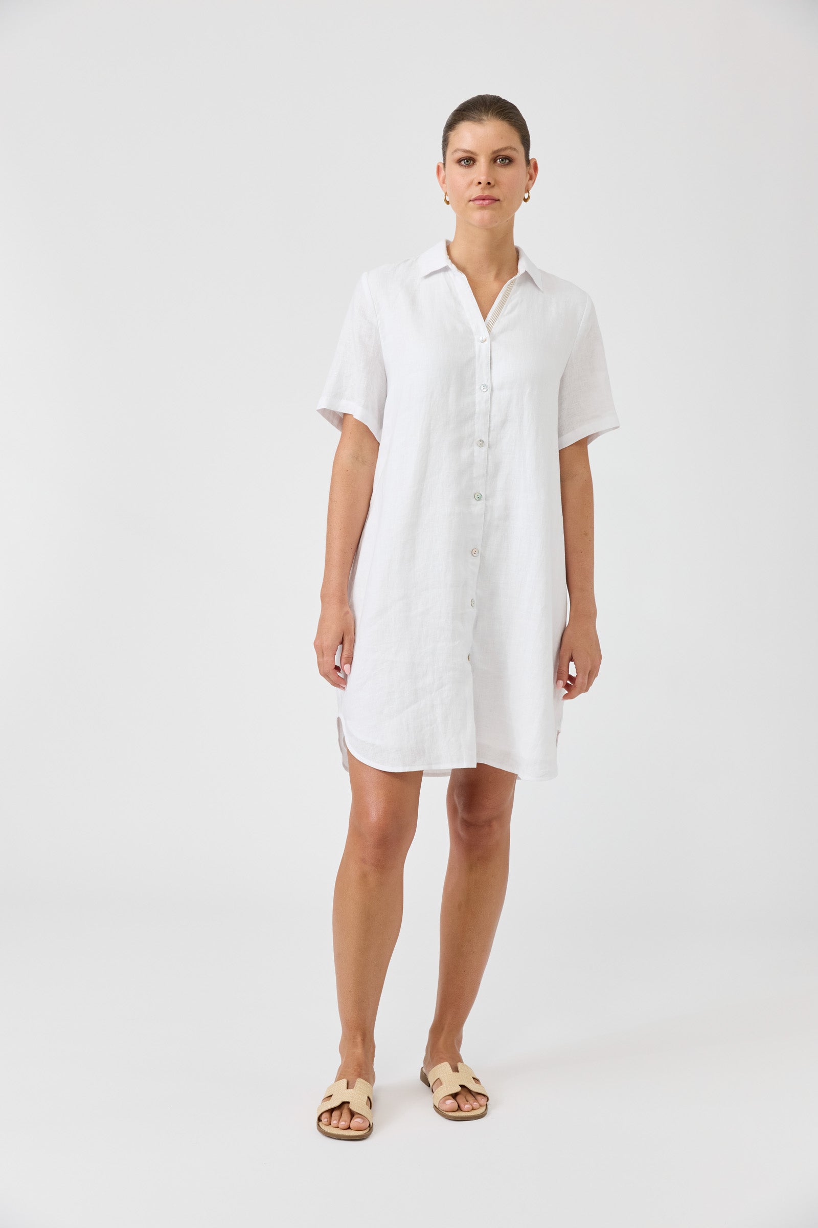 Studio Short Shirt Dress - White
