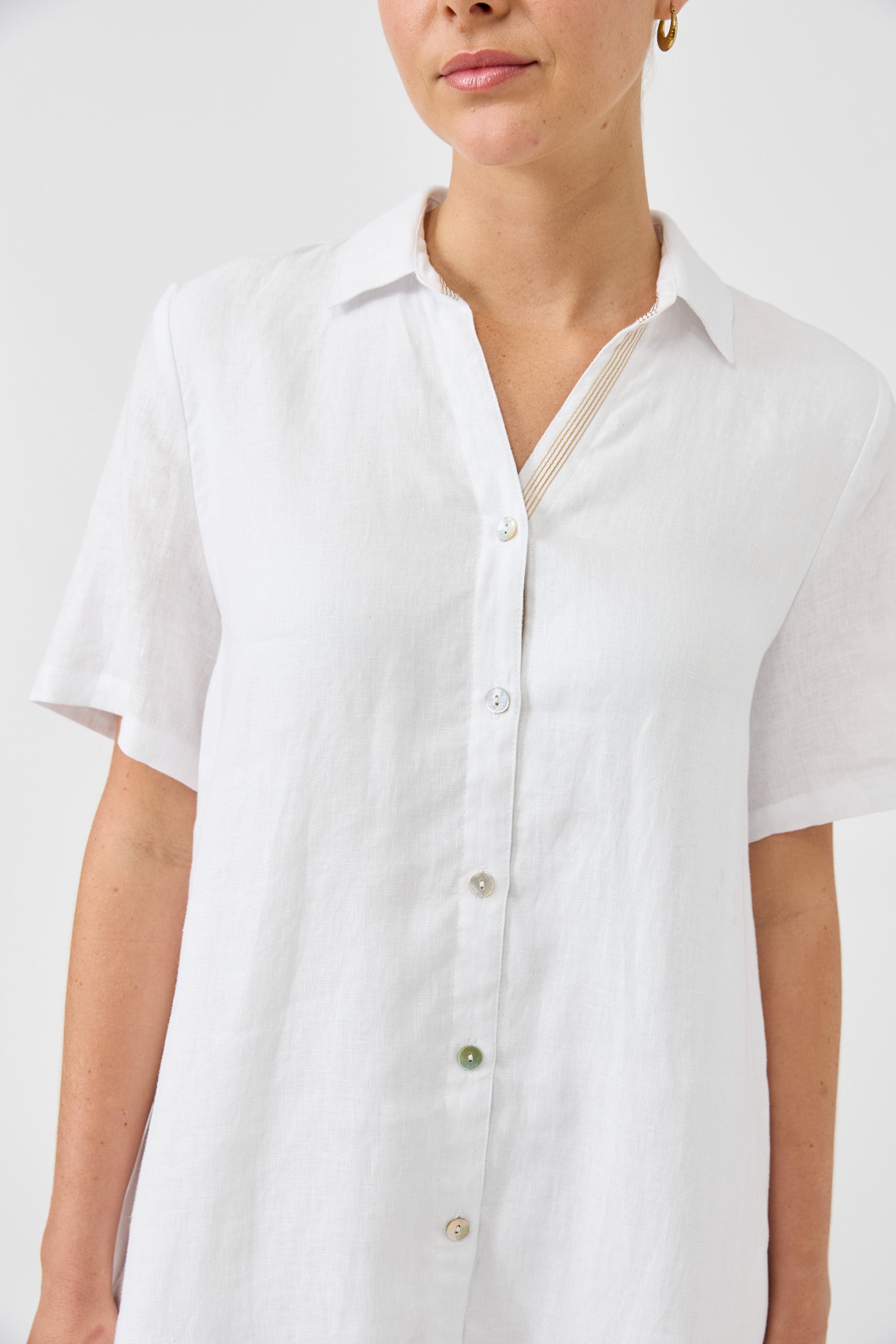 Studio Short Shirt Dress - White