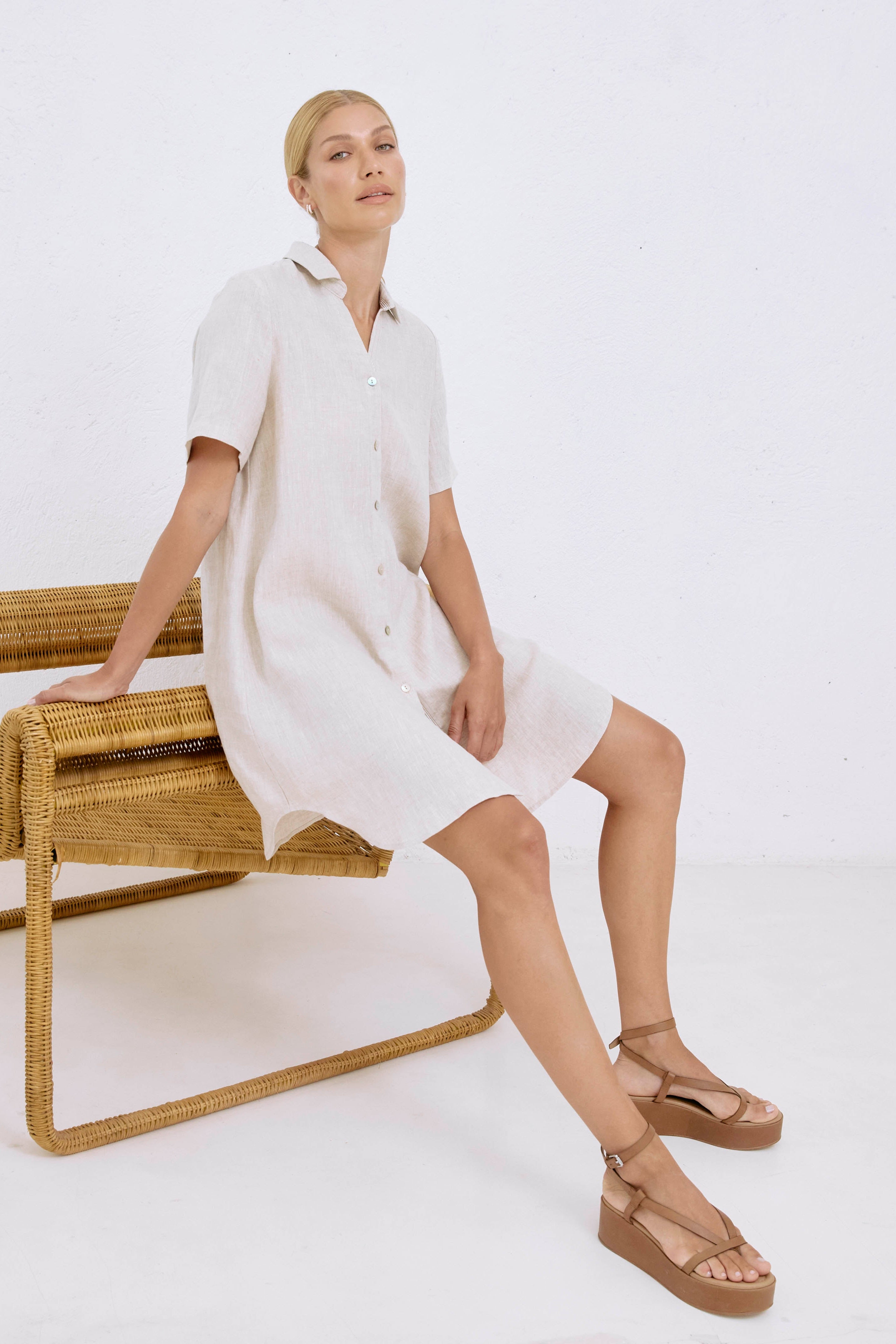 Studio Short Shirt Dress - Dune