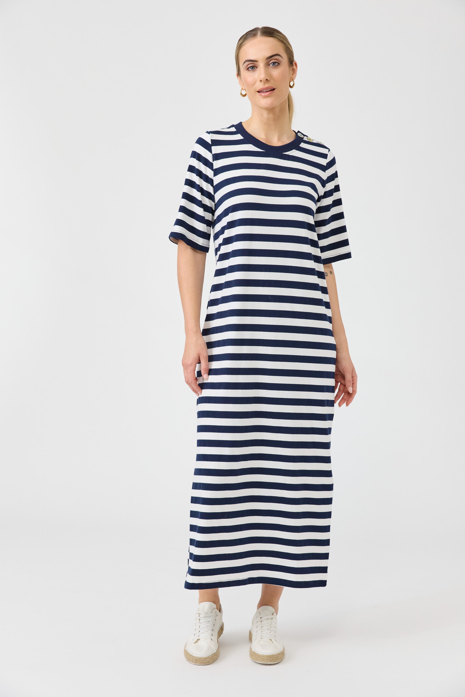 Studio Stripe Tshirt Dress - Indigo