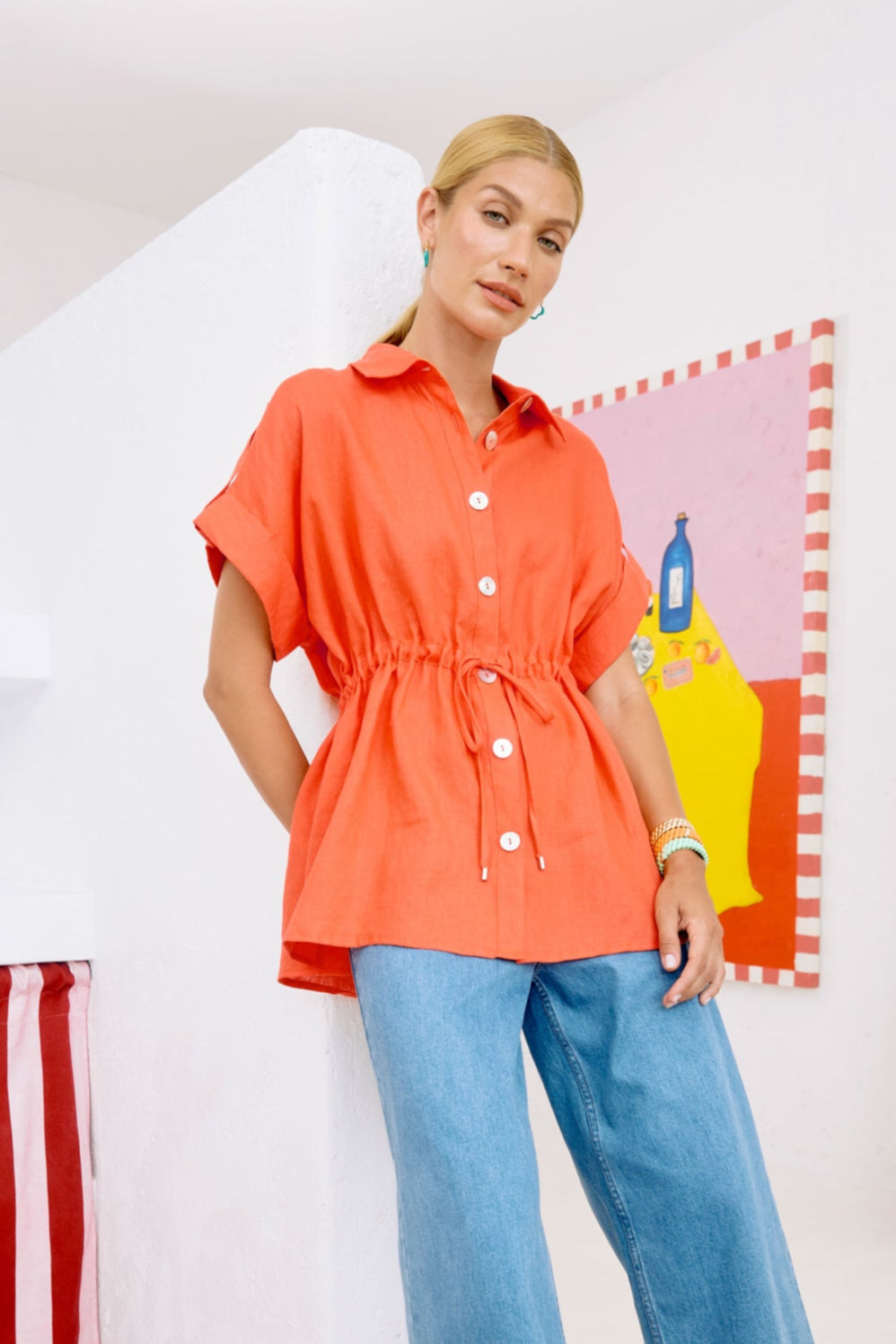 Miramar Tie Shirt - Coral