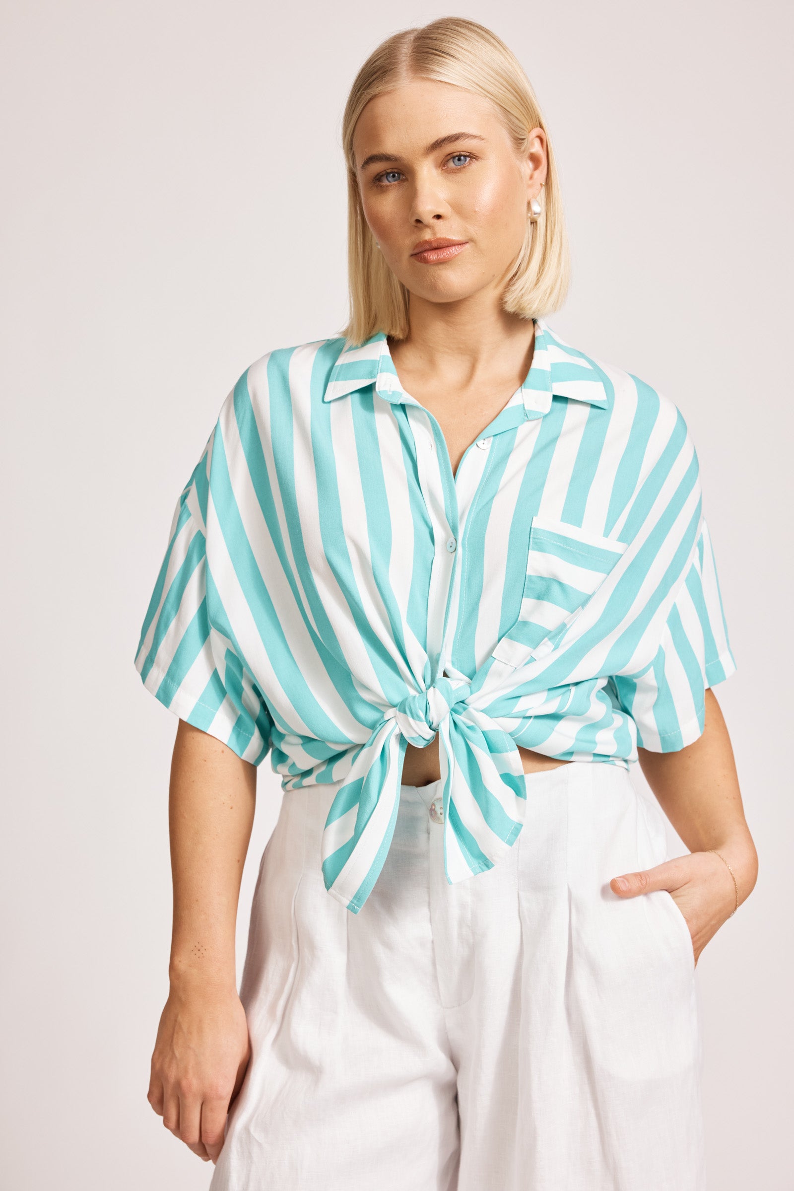 Treville Stripe Shirt - Aqua