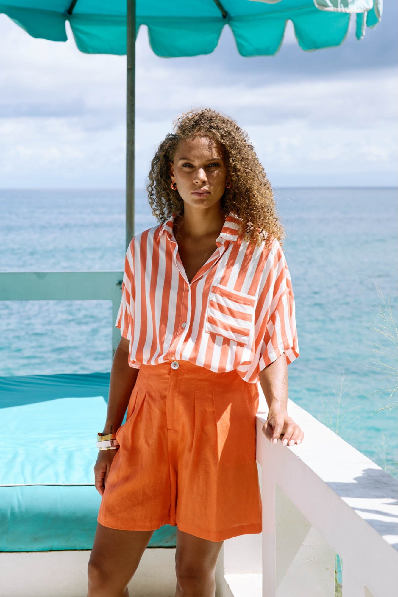 Treville Stripe Shirt - Coral