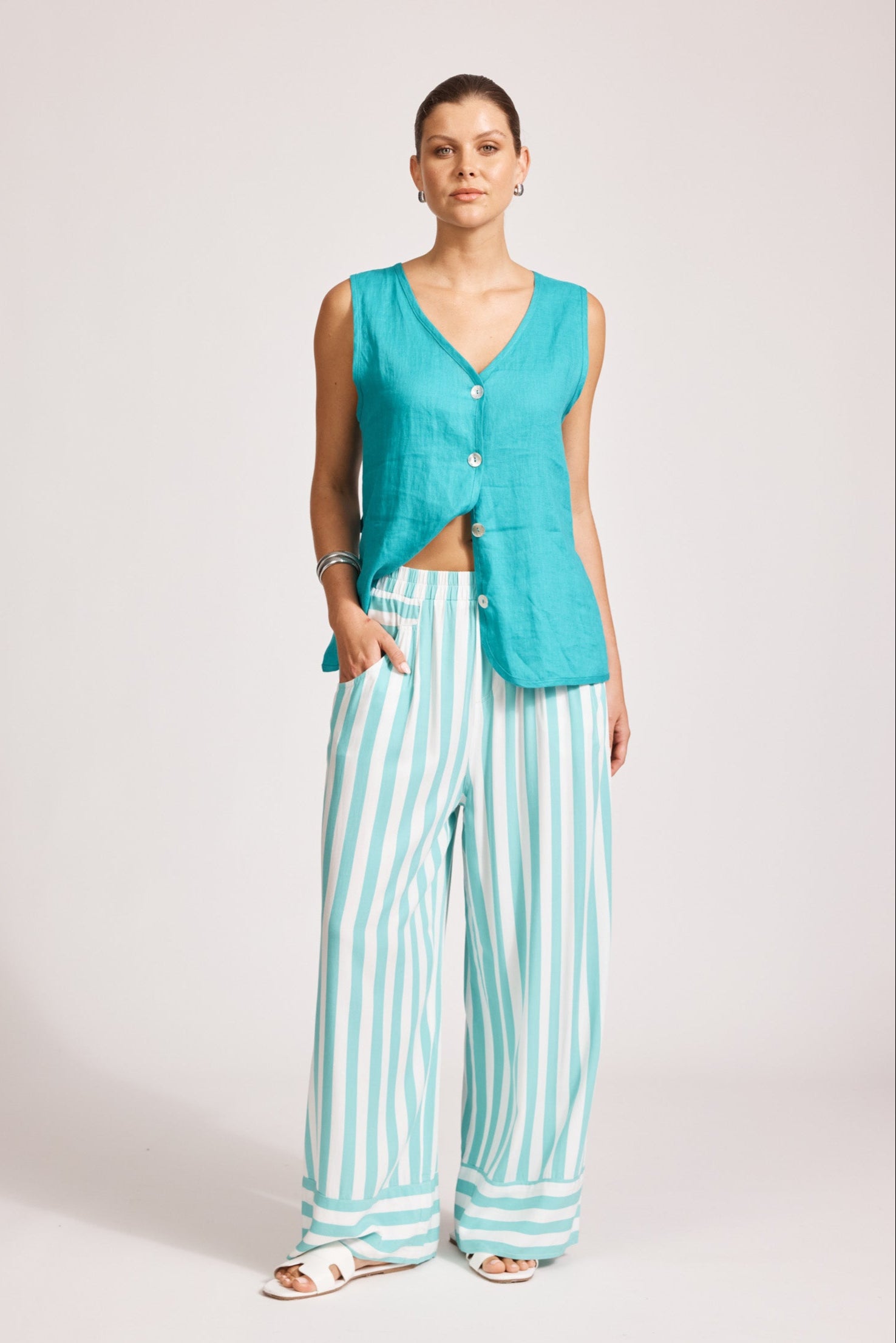 Treville Stripe Pant - Aqua