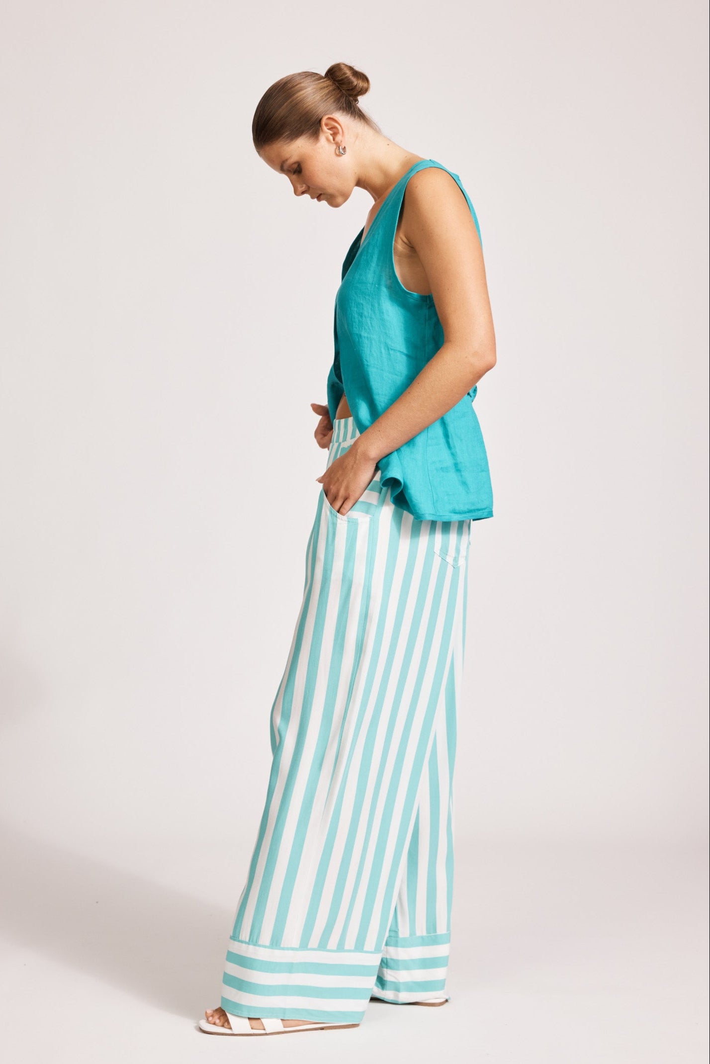 Treville Stripe Pant - Aqua