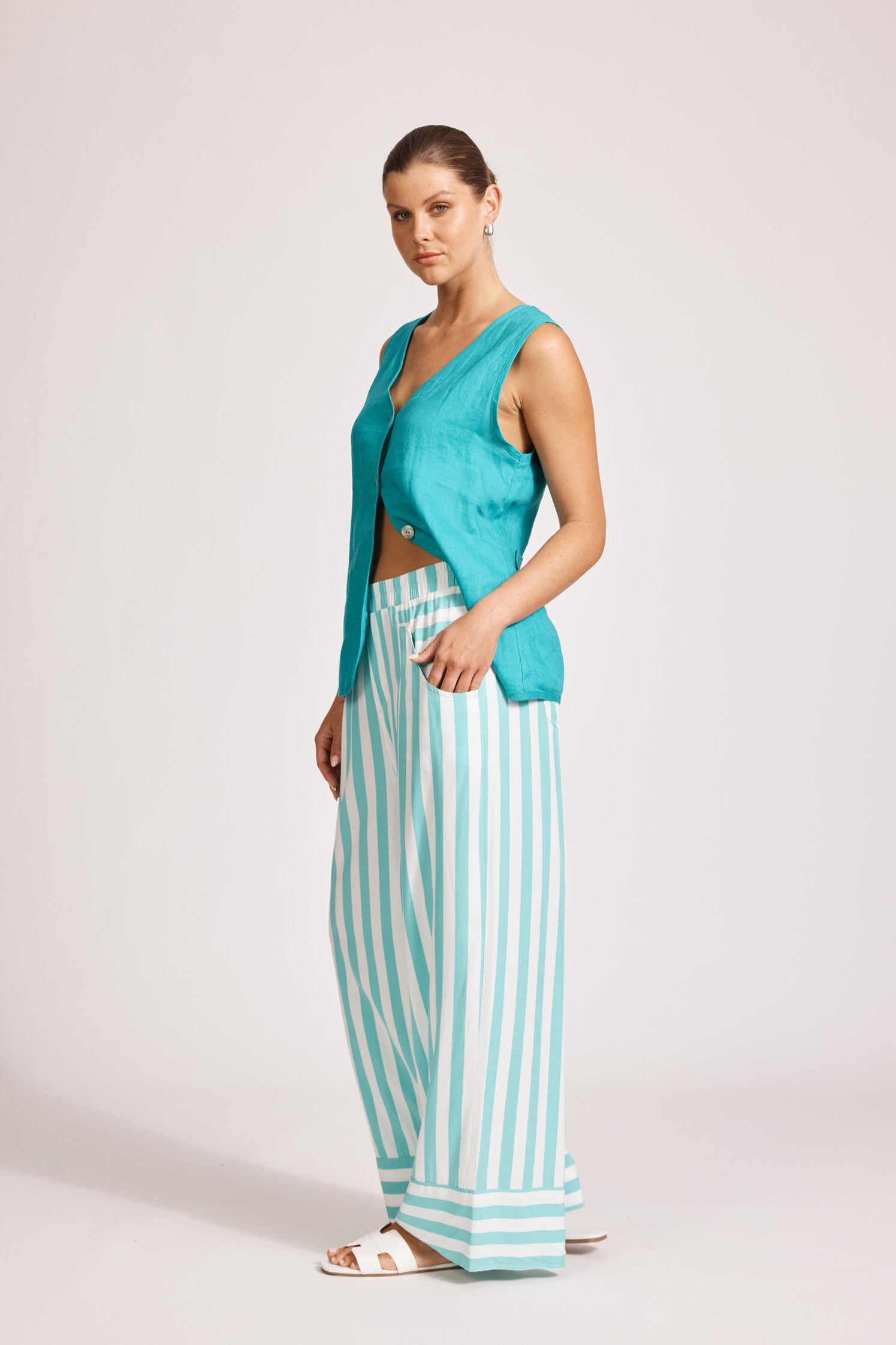 Treville Stripe Pant - Aqua