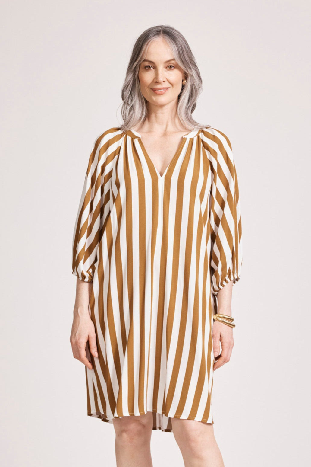 Treville Stripe Dress - Caramel