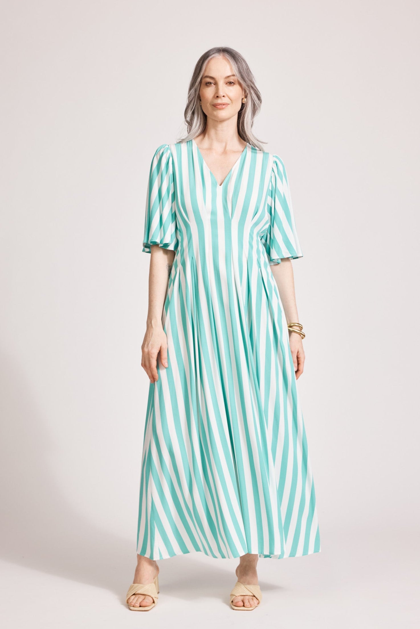 Treville Stripe Maxi Dress - Aqua