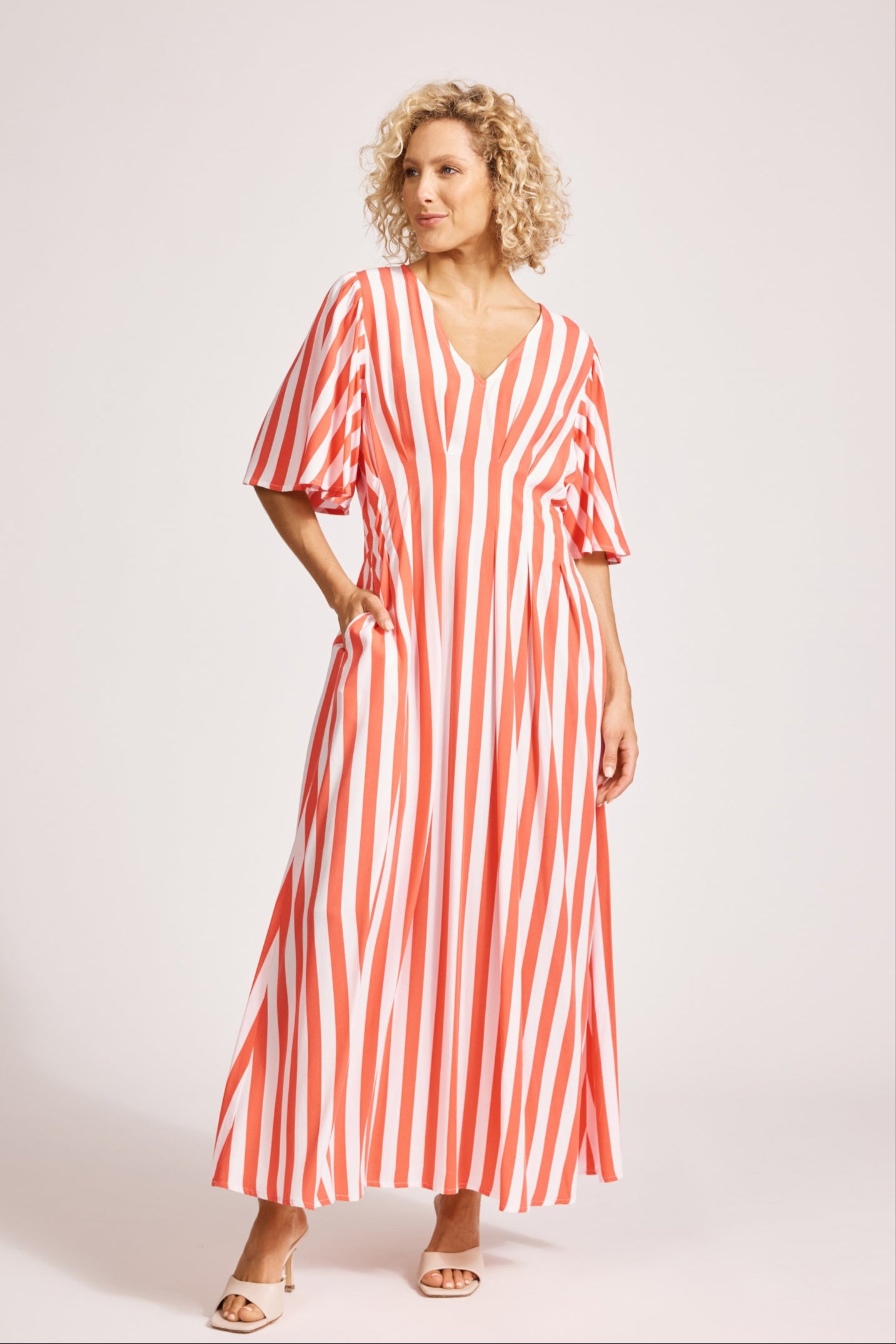 Treville Stripe Maxi Dress - Coral