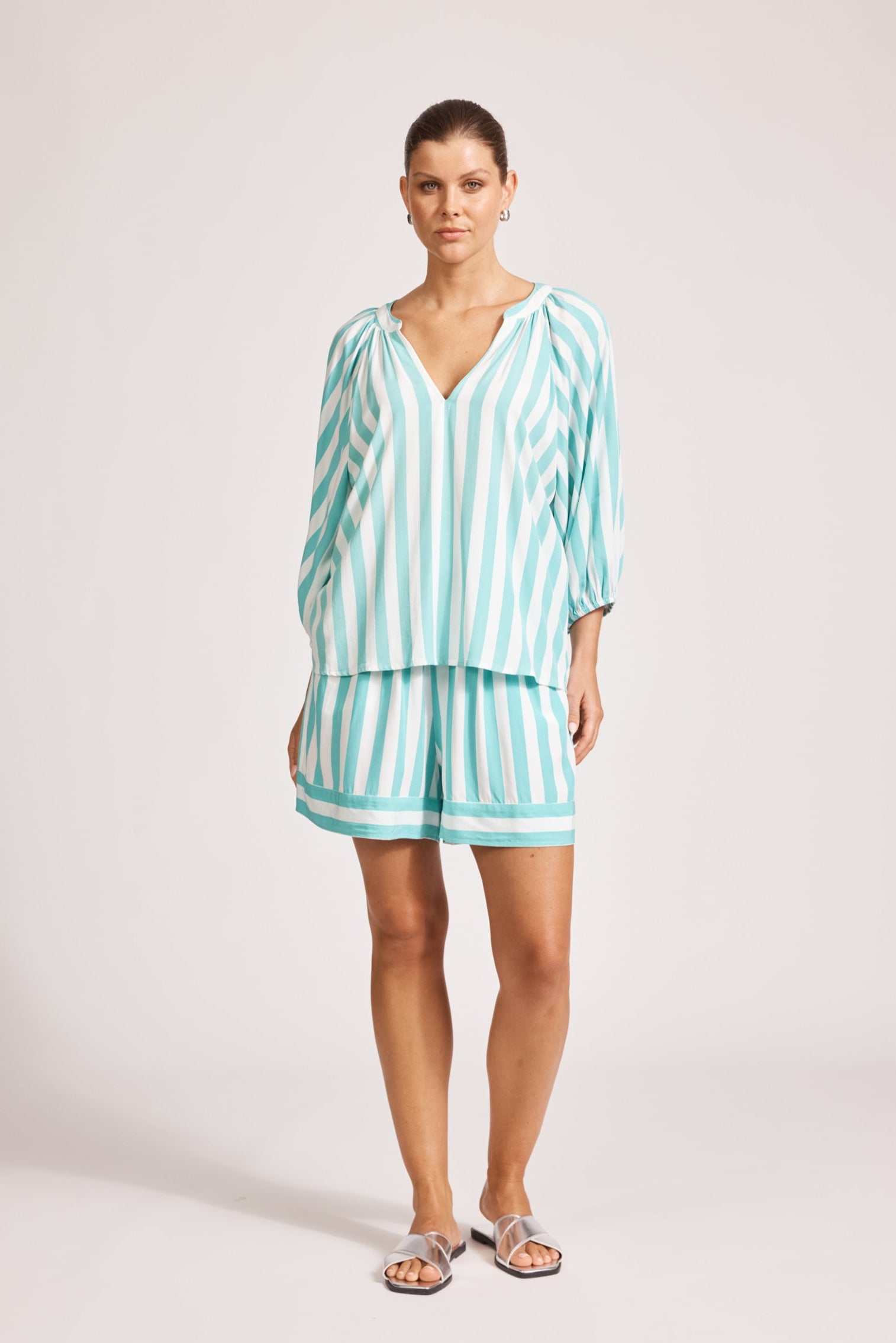 Treville Stripe Blouse - Aqua