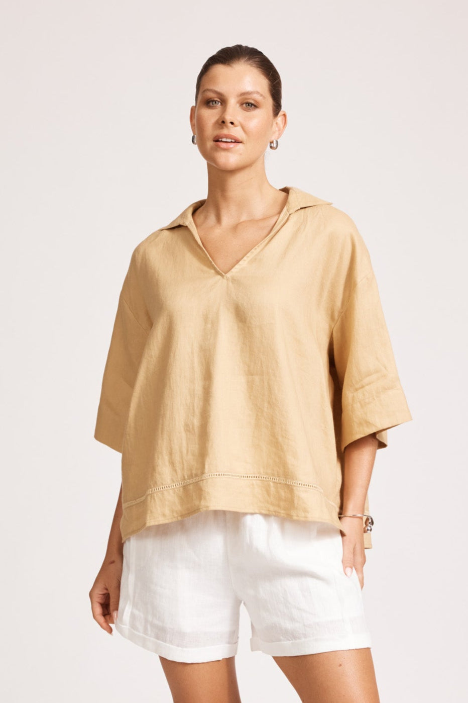 Miramar Collared Top - Camel