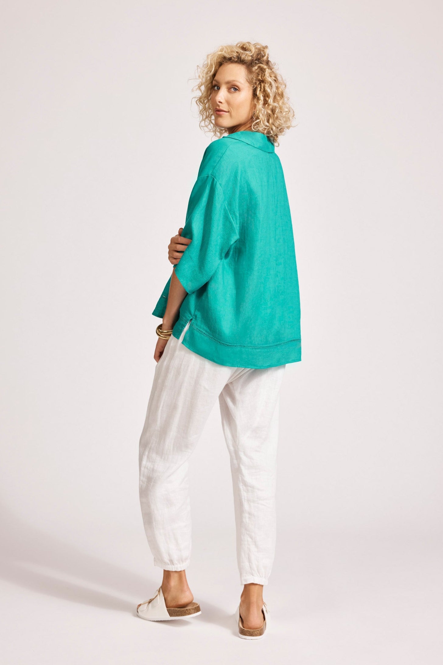 Miramar Collared Top - Lagoon