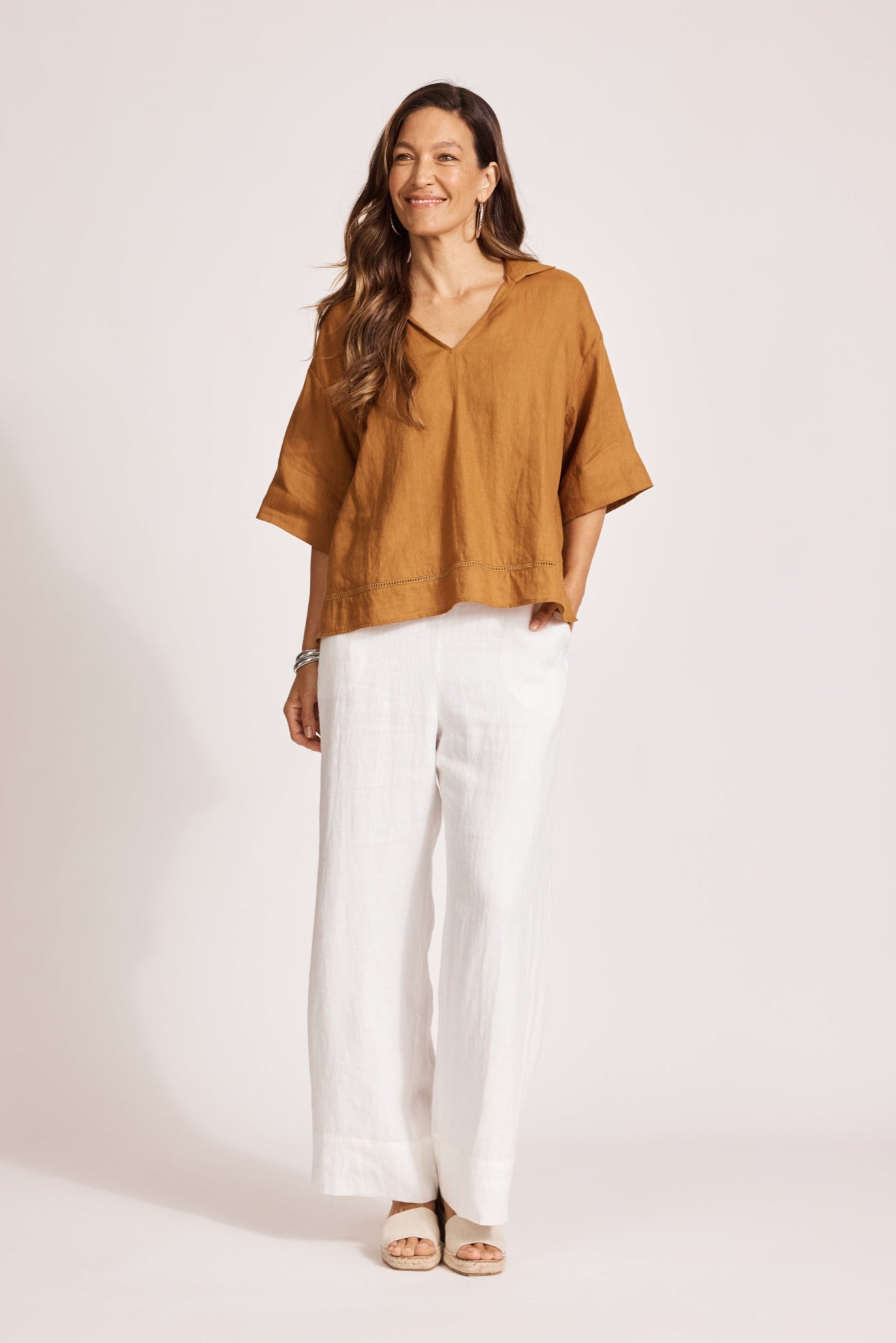 Miramar Collared Top - Caramel
